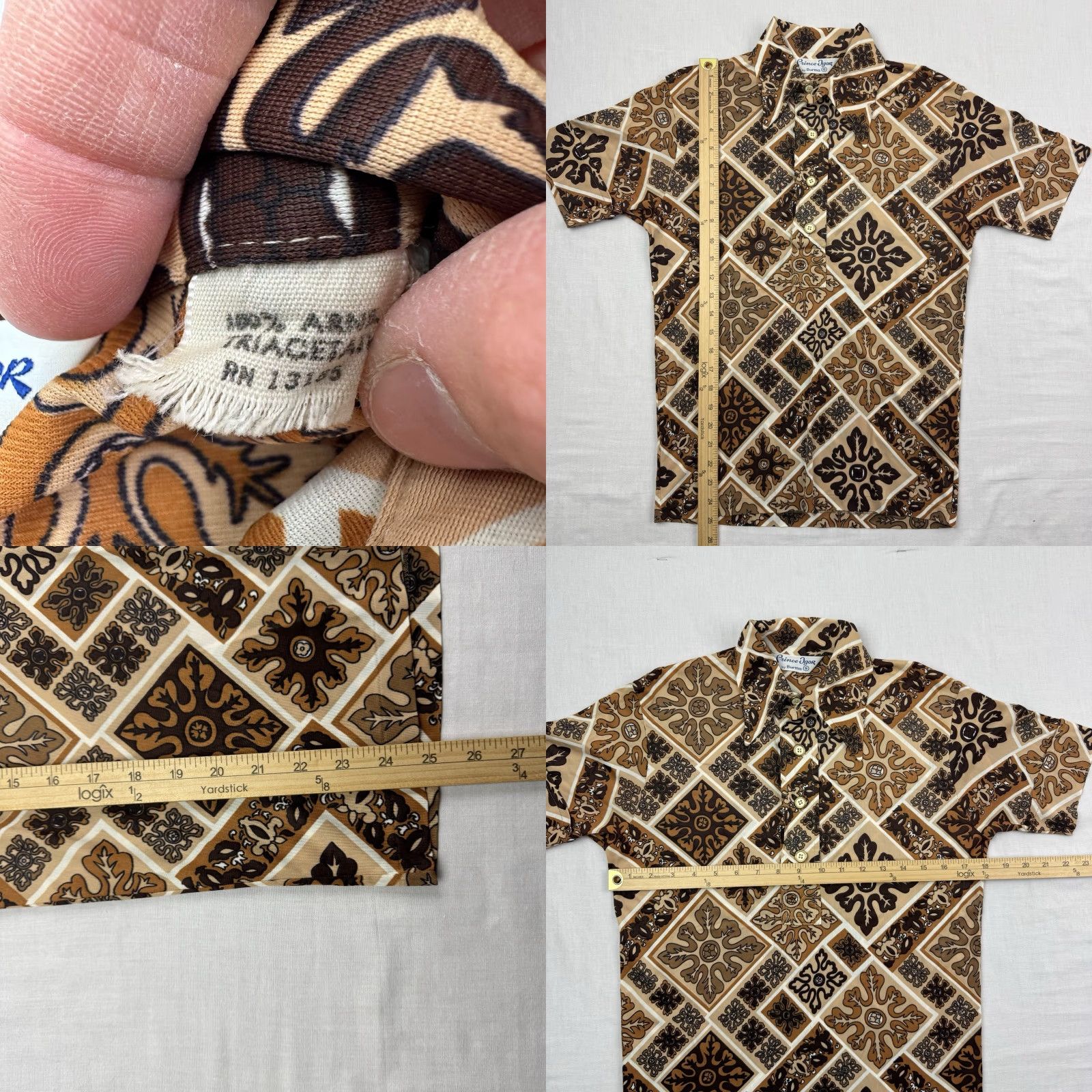 Vintage VINTAGE Prince Igor By Burma Polo Shirt Small Mens Adult S Brown Geometric Hipster 60s 70s Mid Century USA Size US S / EU 44-46 / 1 - 8 Thumbnail