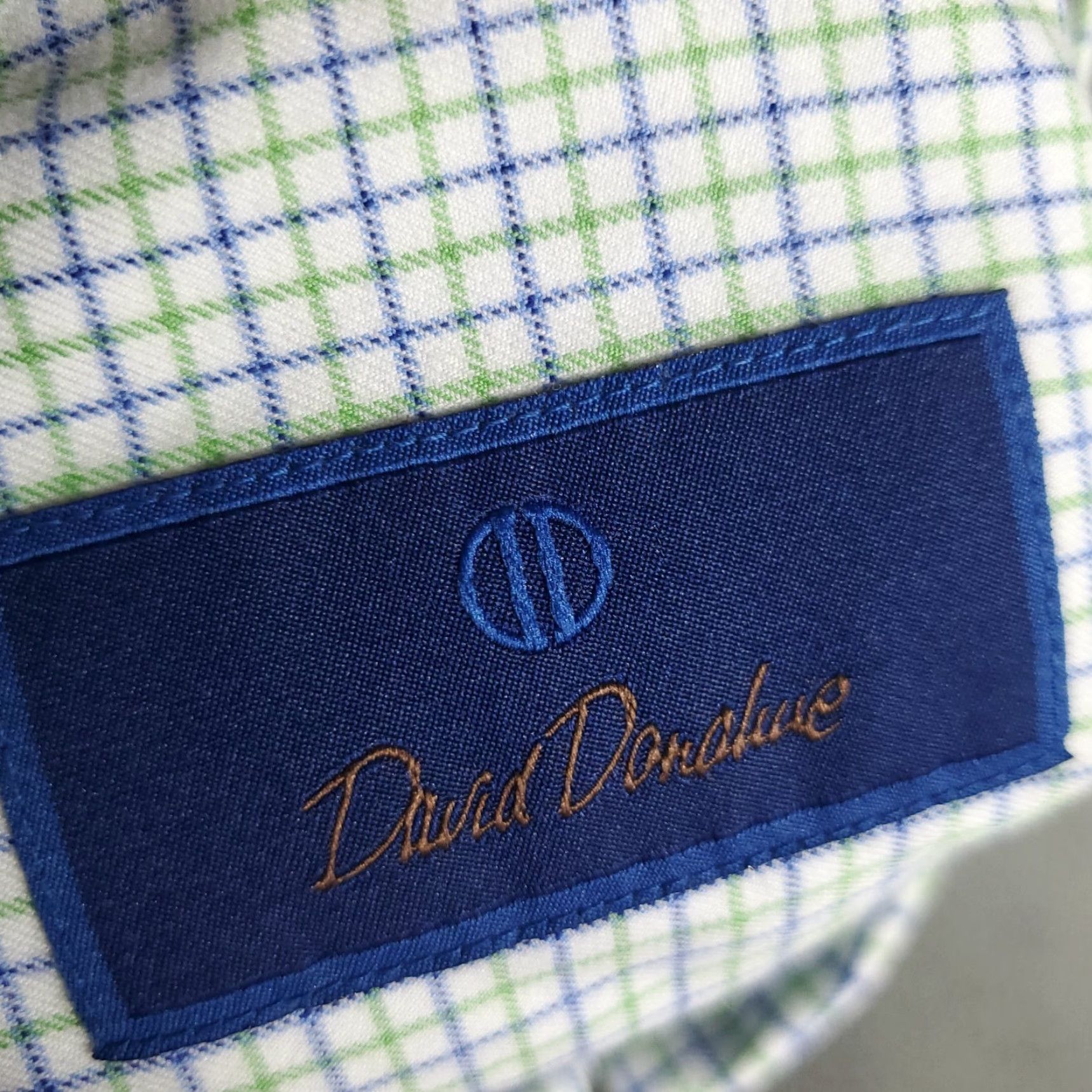 David Donahue David Donahue Shirt Mens Large Blue Green Check Casual Button Up Long Sleeve Size US L / EU 52-54 / 3 - 7 Thumbnail