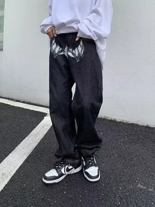 Japanese Brand × Jean Retro washed weird skull print straight jeans Size US 32 / EU 48 - 4 Thumbnail