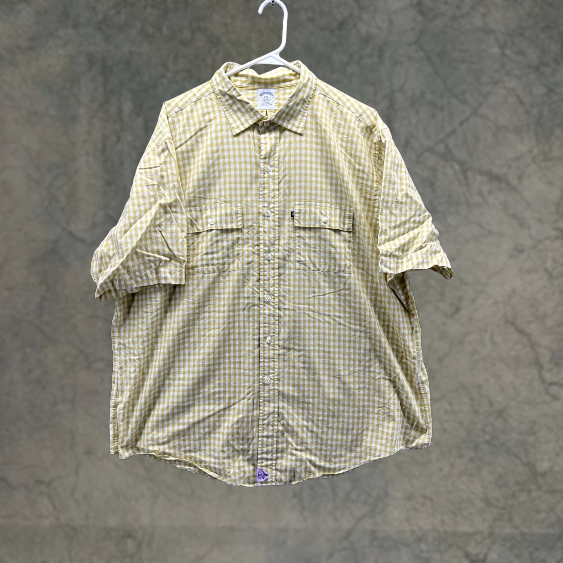 Brooks Brothers Brooks Brothers Shirt Mens 2XL Yellow Check Short Sleeve Button Front Slim Fit Size US XXL / EU 58 / 5 - 1 Thumbnail