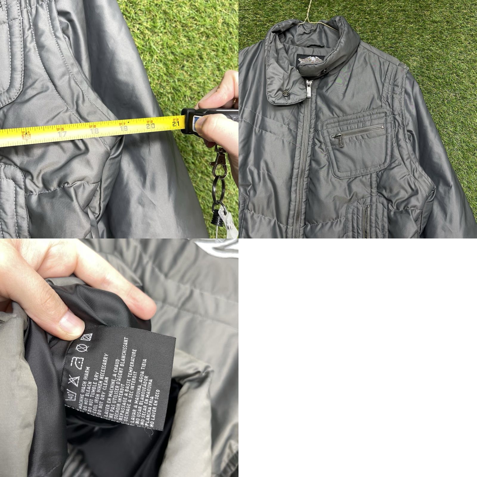 Harley Davidson VINTAGE Harley-Davidson Jacket Womens L Full Zip Puffer Riding HD Coat Gray Long Sleeve Outer Nylon Size L / US 10 / IT 46 - 8 Thumbnail