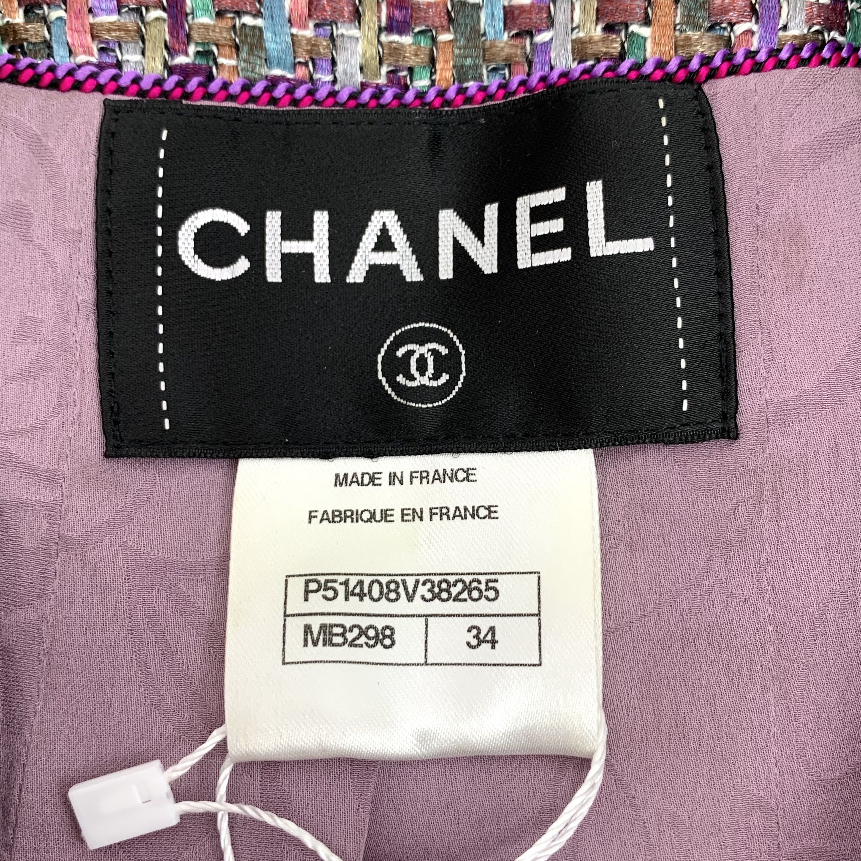 Chanel Chanel Multicolor Tweed Jacket With Crystal Button Details Size XXS / US 00 / IT 34 - 6 Thumbnail