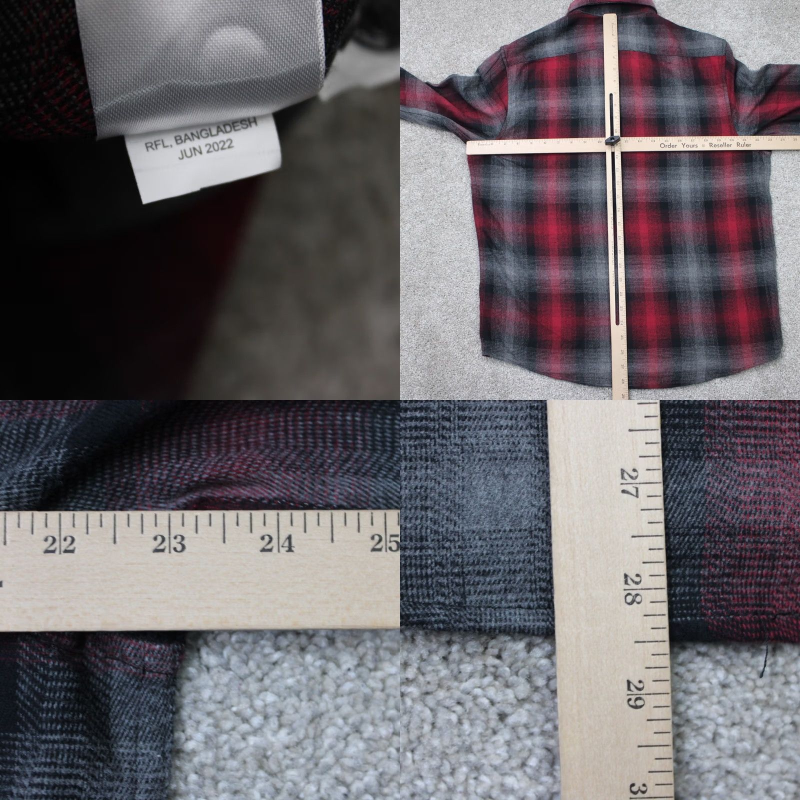 Vintage Tailor Vintage Button-Up Shirt Mens Medium Red/Black Plaid Cotton Lightweight L/S NWT Casual Workwear Size US M / EU 48-50 / 2 - 8 Thumbnail