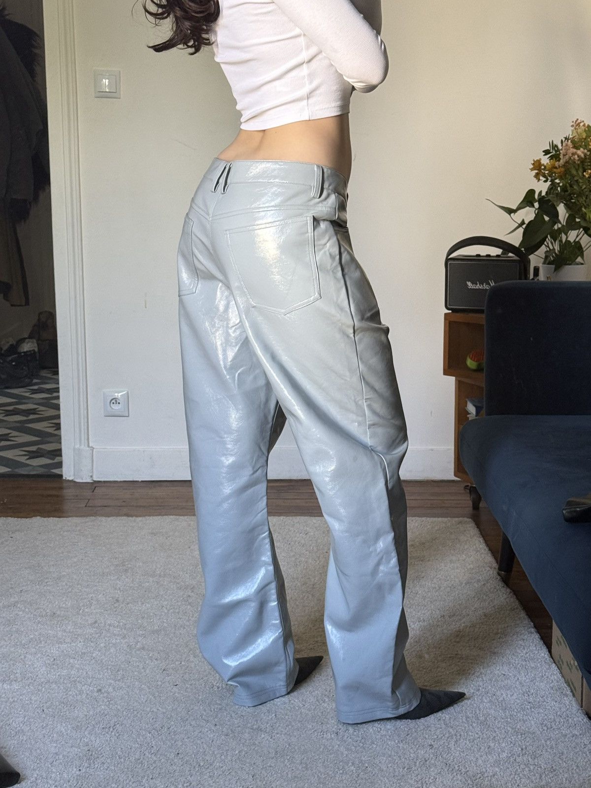 Entire Studios Entire studios light blue wet pants trousers faux leather Size 28" / US 6 / IT 42 - 4 Thumbnail