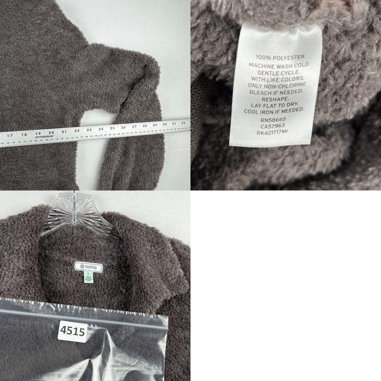 Vintage Susina Cardigan Sweater Womens Large Gray Brown Polyester Plush Classic Collared Size L / US 10 / IT 46 - 9 Thumbnail
