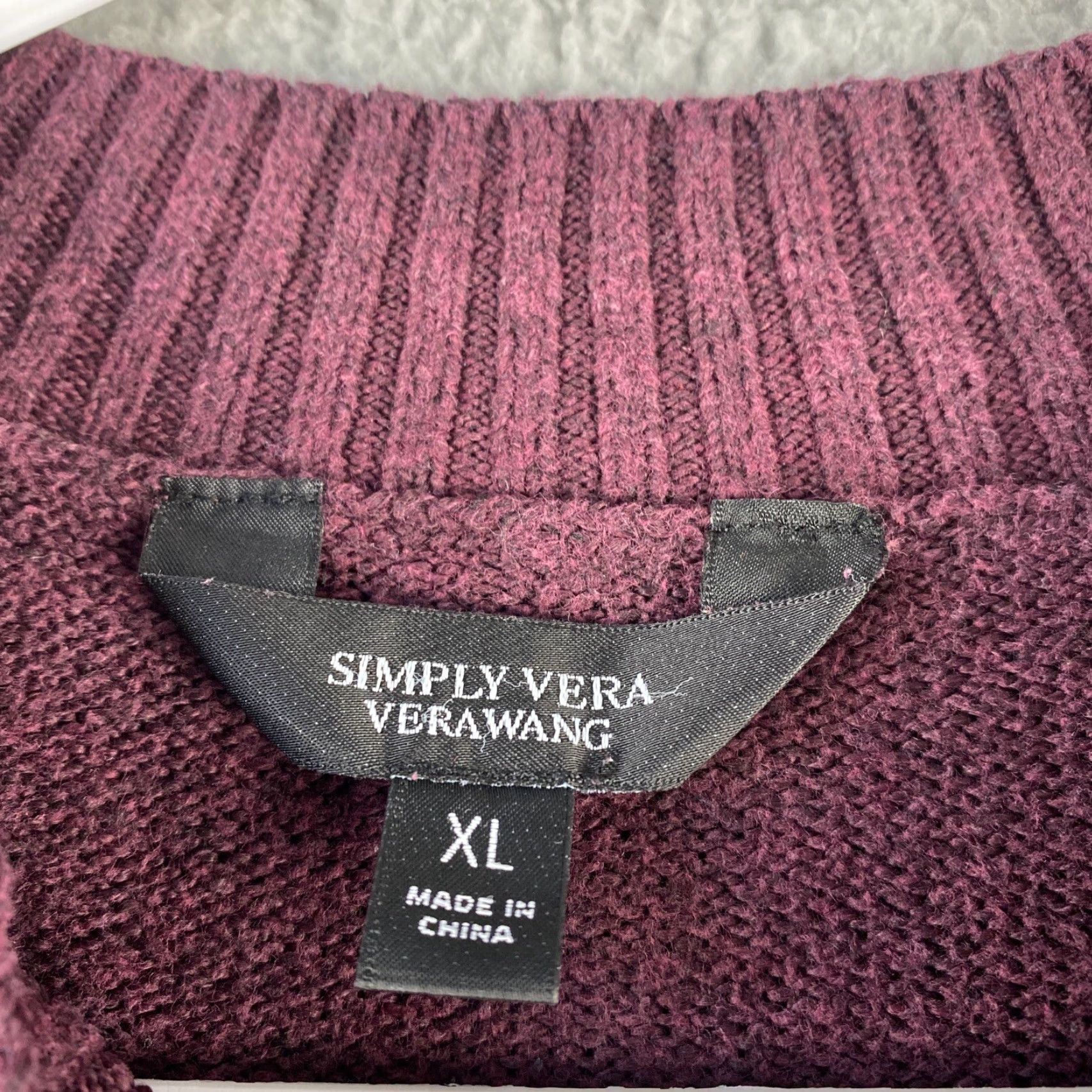 Vintage Simply Vera by Vera Wang Burgundy Pullover Sweater XL Long Sleeve Tie Sleeve Scoop Neck Women Mens? Size XL / US 12-14 / IT 48-50 - 4 Thumbnail