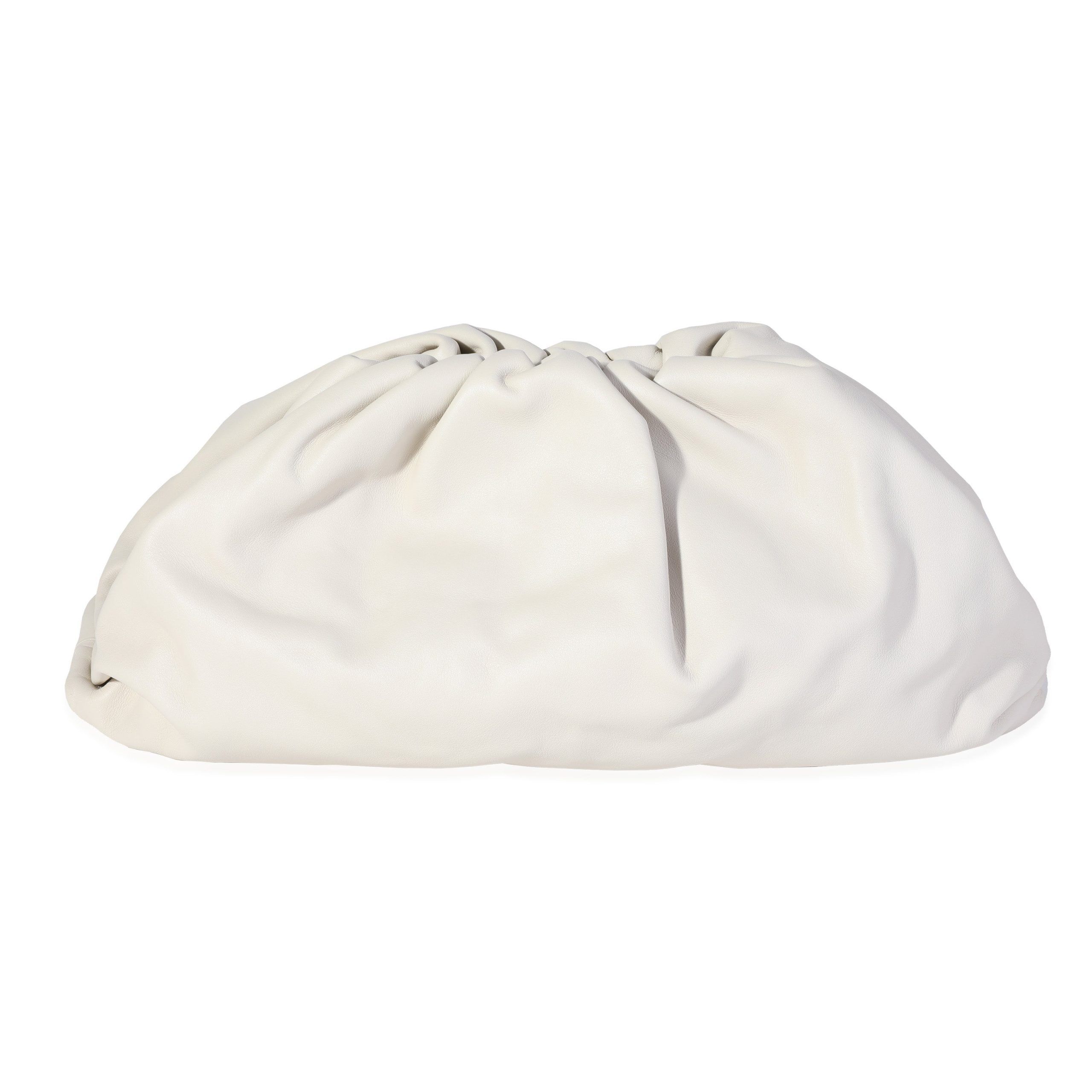 image of Bottega Veneta Plaster Calfskin Pouch Clutch in White, Women's