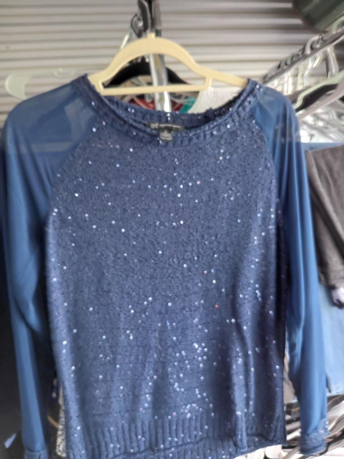 Designer Stunning Women's Inc Navy Sequined Top Size M / US 6-8 / IT 42-44 - 5 Thumbnail
