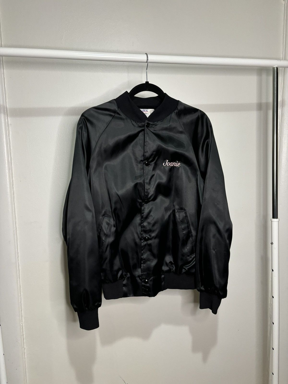 Vintage Vintage 1970s Black Nylon Varsity Jacket Size US S / EU 44-46 / 1 - 1 Thumbnail
