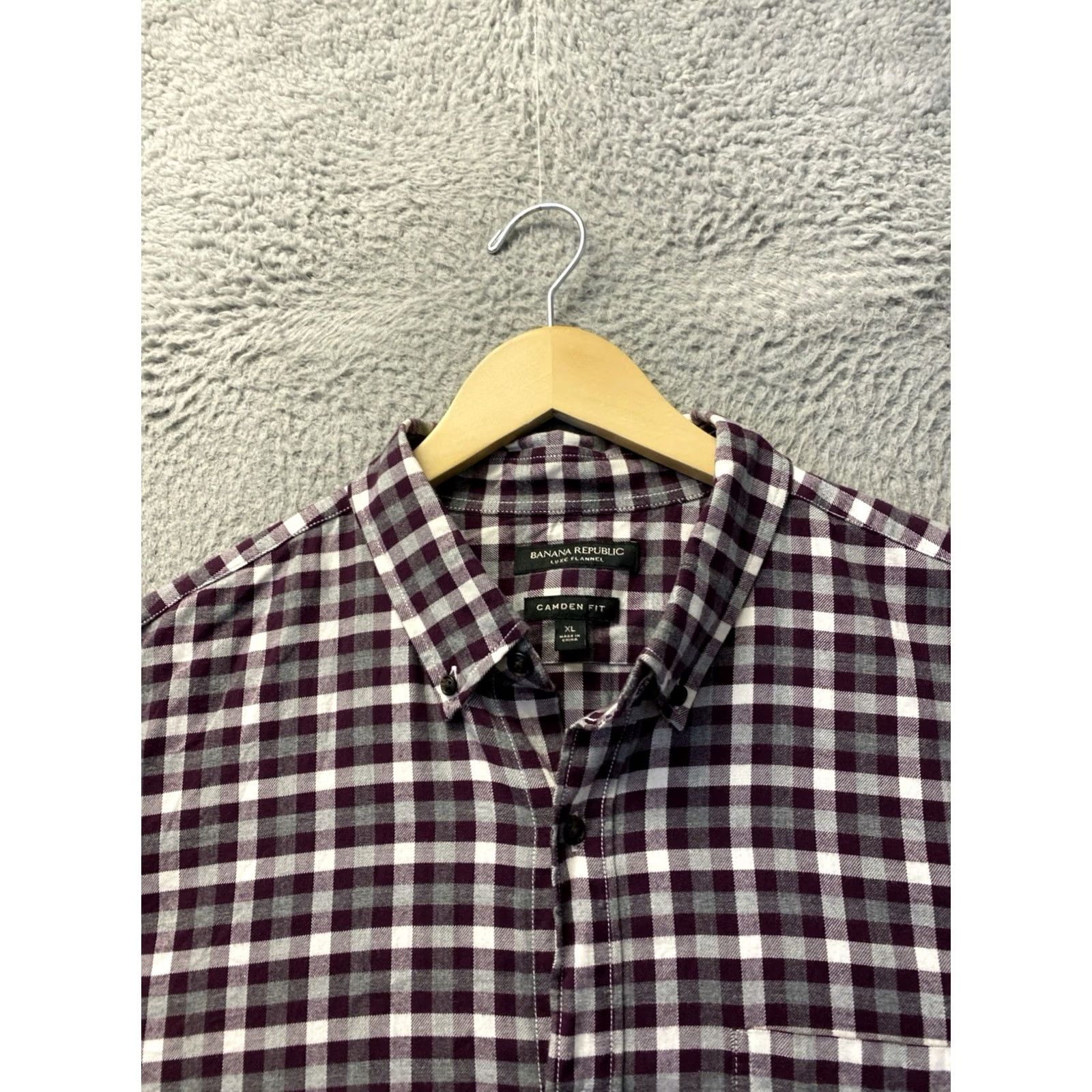 Banana Republic VINTAGE Banana Republic Shirt Mens XL Maroon Gray Plaid Long Sleeve Button Up /0885 Size US XL / EU 56 / 4 - 3 Thumbnail