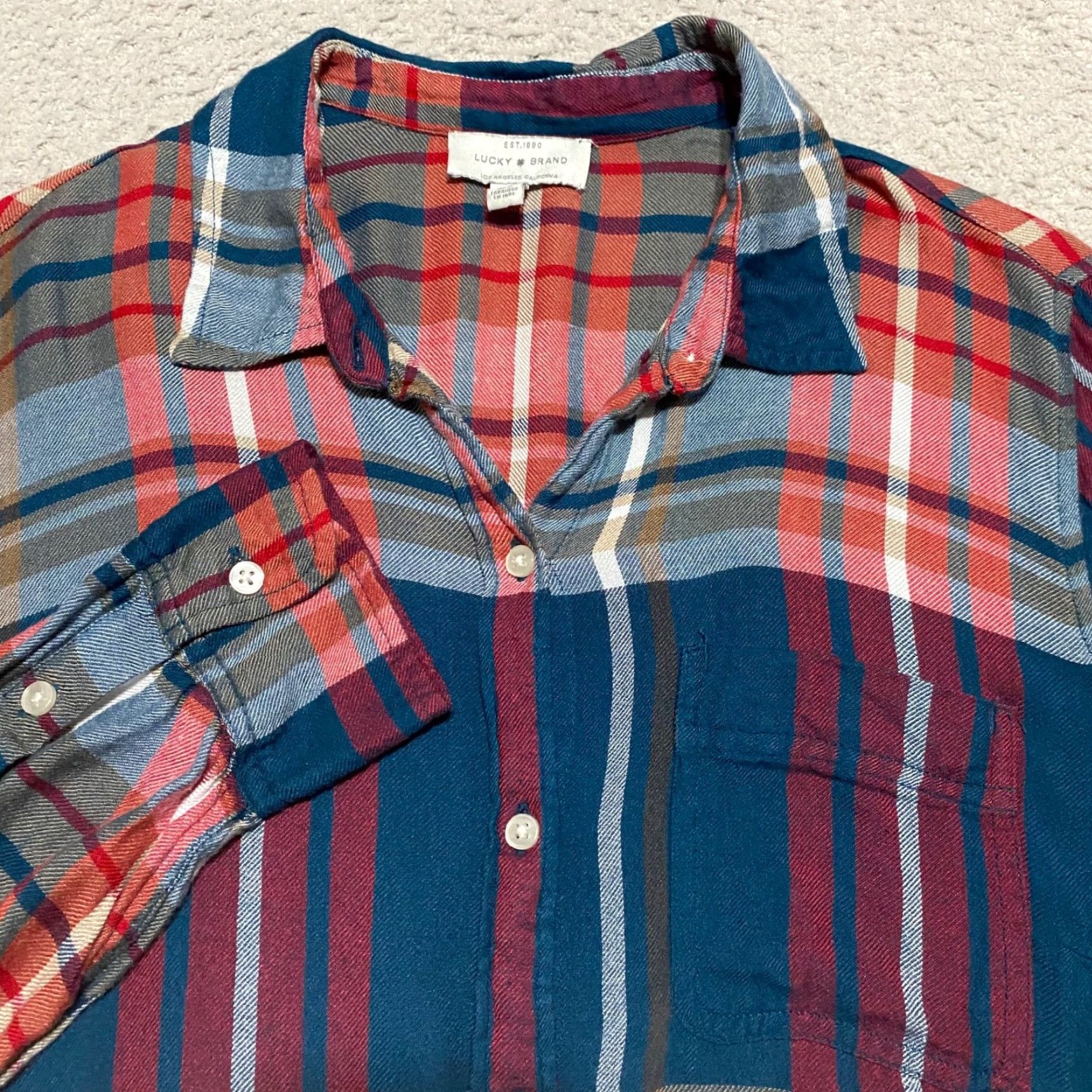 Lucky Brand Lucky Brand Womens Shirt M Multicolor Plaid Long Sleeve Button Up Size M / US 6-8 / IT 42-44 - 2 Thumbnail