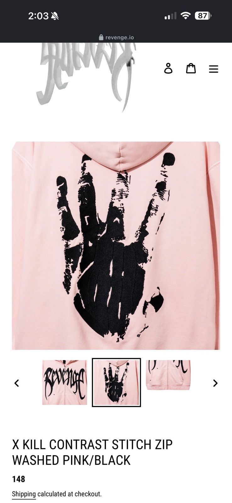 Revenge Revenge X Kill Contrast Stitch Zip Washed Pink/Black Size US M / EU 48-50 / 2 - 5 Thumbnail