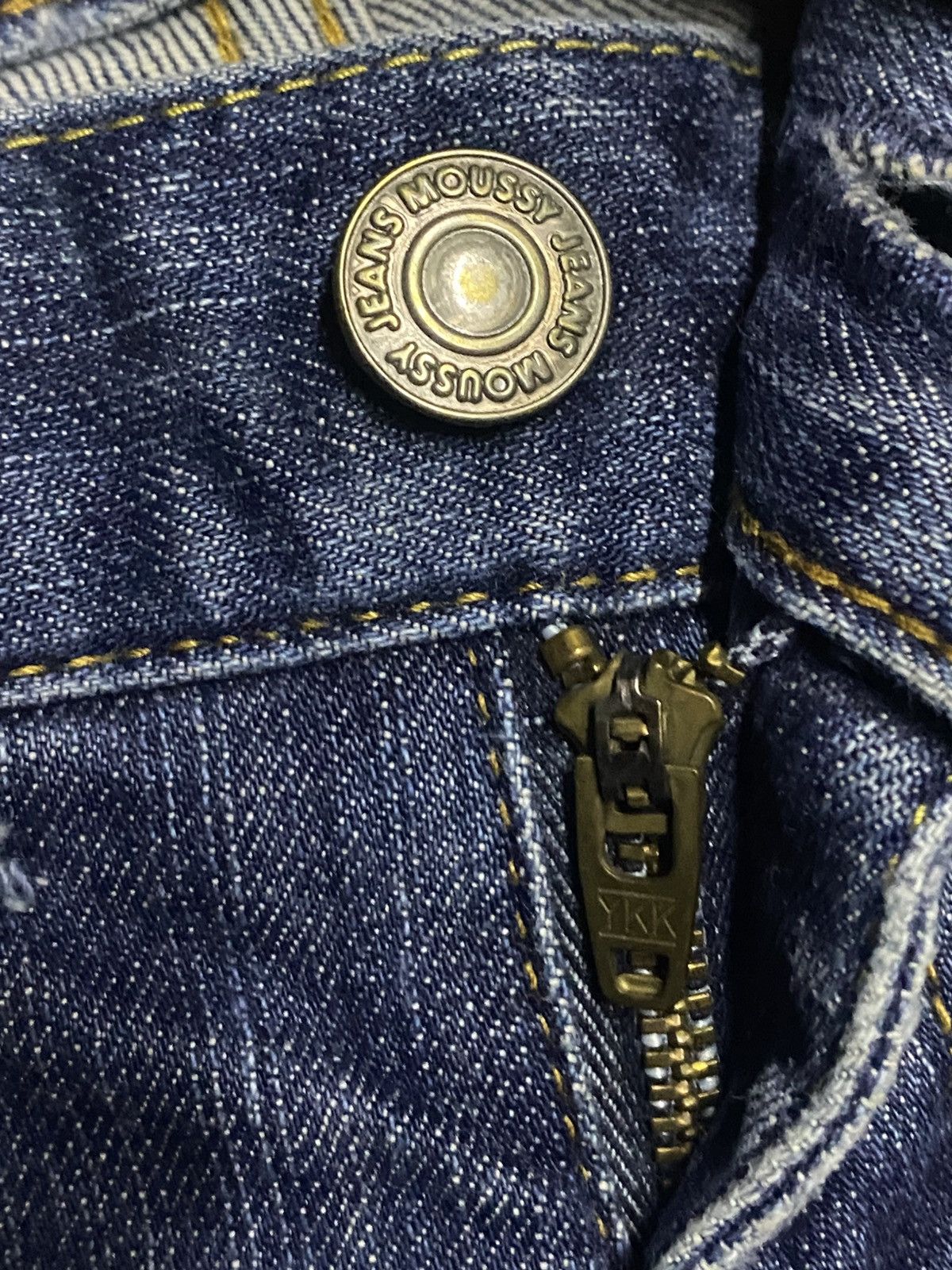 Japanese Brand Moussy Blue Wash Distressed Flare Jeans