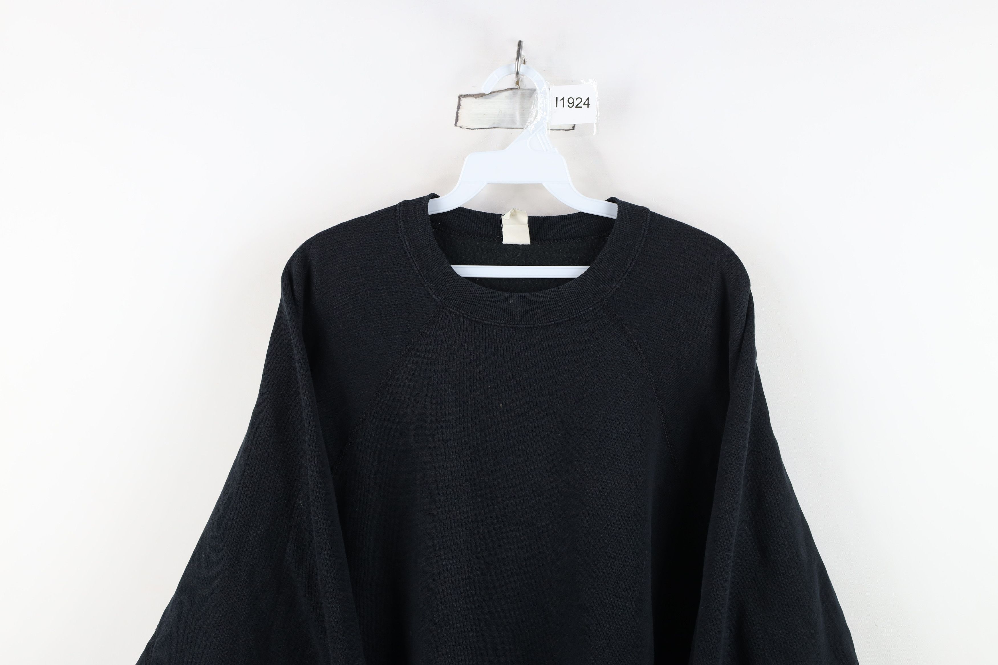 Vintage Vintage 80s 90s Distressed Blank Gusset Sweatshirt Black USA Size US XL / EU 56 / 4 - 2 Thumbnail