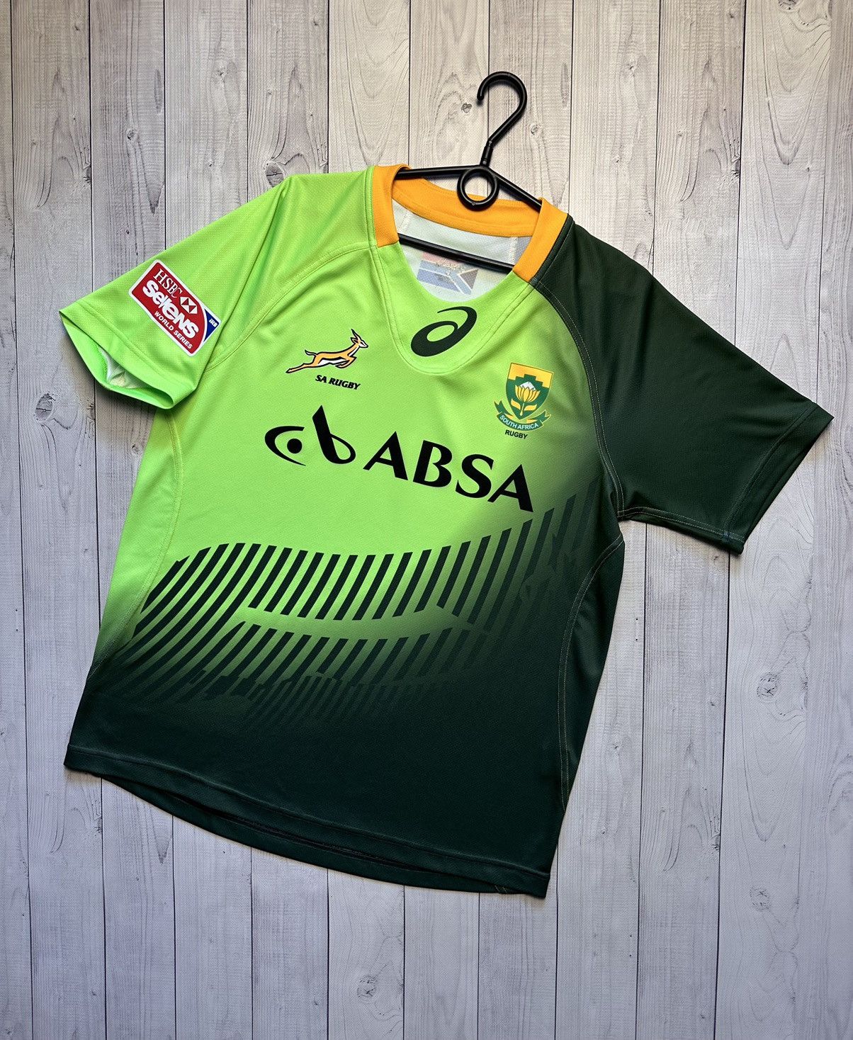 Asics Rugby jersey South Africa size M rare green logo