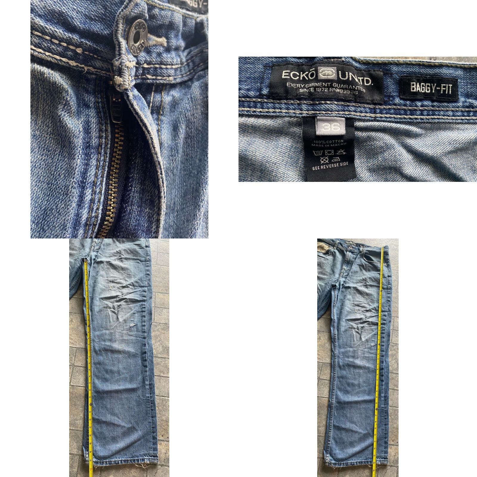 Ecko Unltd. VINTAGE Ecko Unltd Baggy Fit Jeans Pants Mens 36 Blue Damaged Wear Flaws Pockets 36 Mens Blue Baggy Jeans Size US 36 / EU 52 - 8 Thumbnail