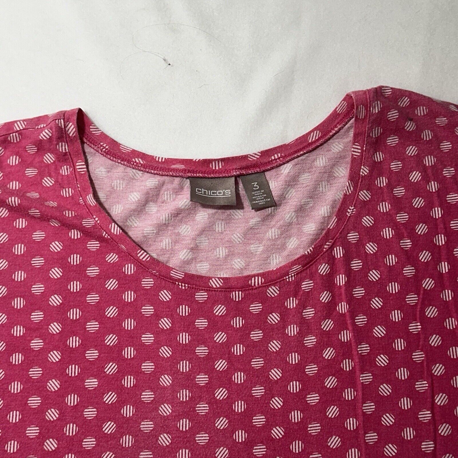 Chicos Chico's XL Pink Polka Dot Lightweight Pullover T Shirt Size XL / US 12-14 / IT 48-50 - 2 Thumbnail