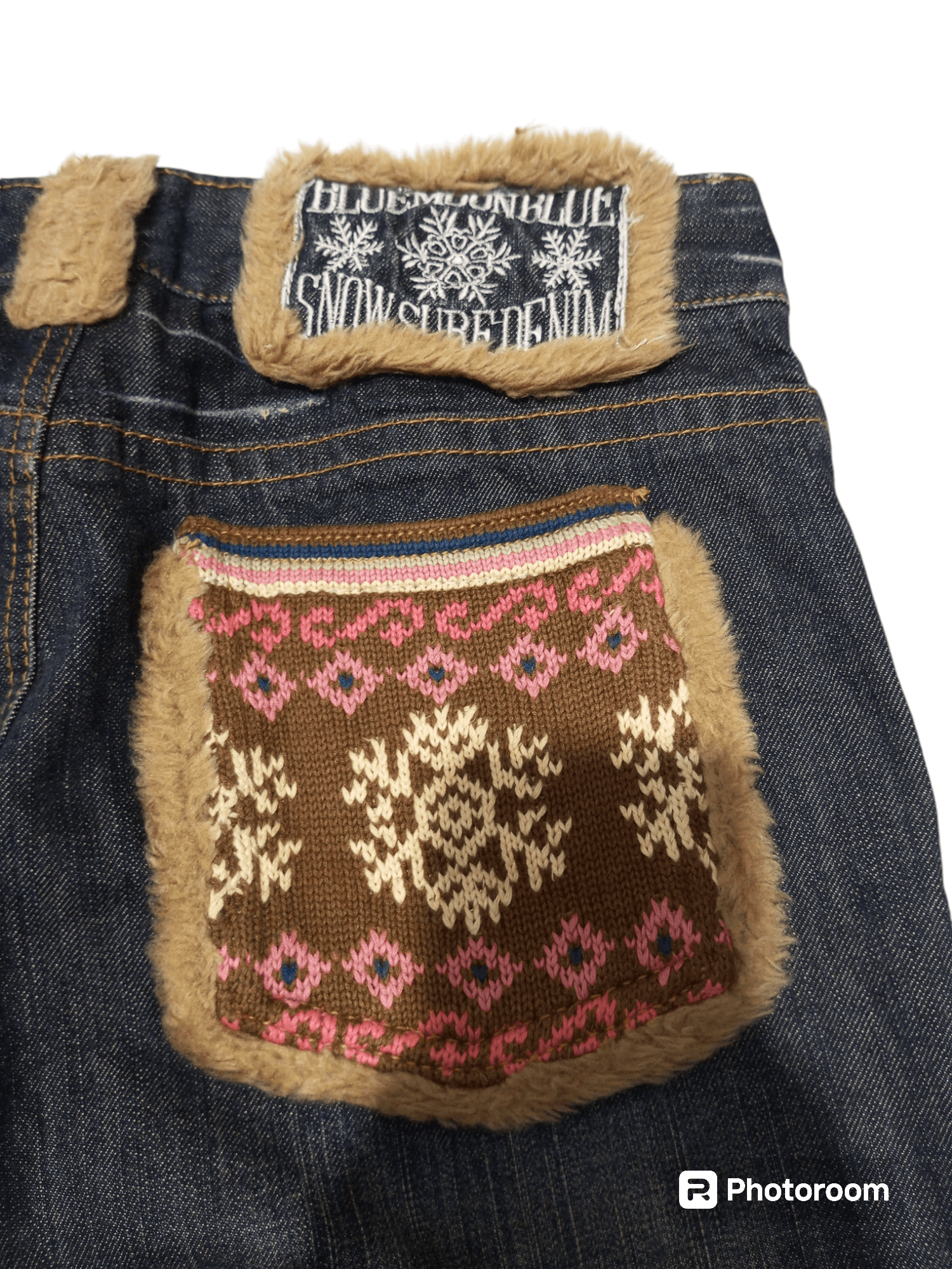 Hysteric Glamour Vintage Blue Moon blue fur pocket snow surf denim jeans Size US 31 - 3 Thumbnail