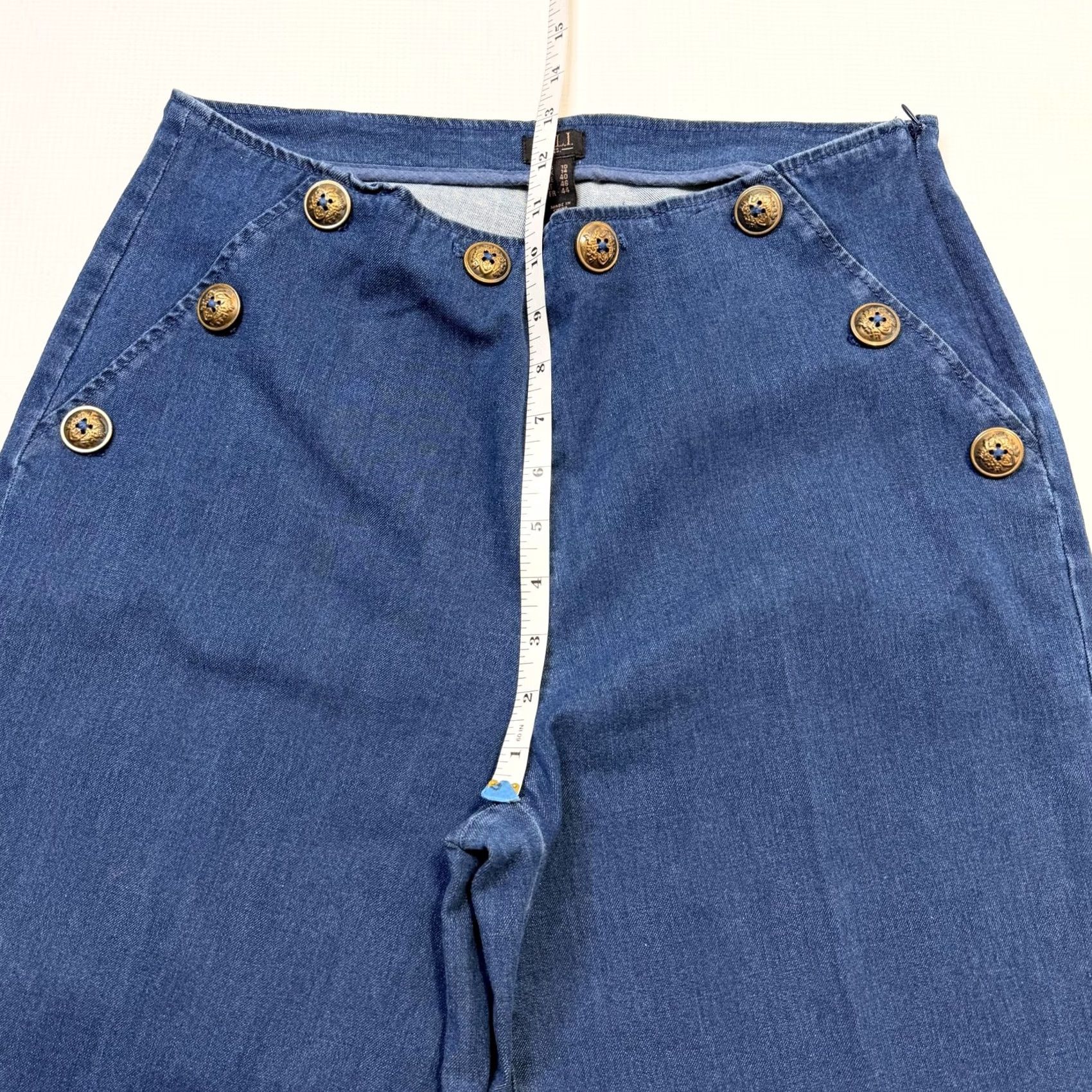 Vintage G.I.L.I. Jeans Womens 10 Blue High Rise Wide Leg Sailor Button Stretch Denim Jeans Size 32" / US 10 / IT 46 - 5 Thumbnail