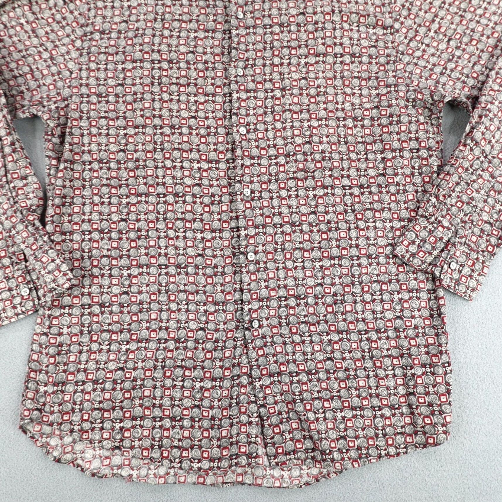 Neiman Marcus VINTAGE Neiman Marcus Shirt Men Medium Red Gray Block Print Button Up Made USA Size US M / EU 48-50 / 2 - 4 Thumbnail