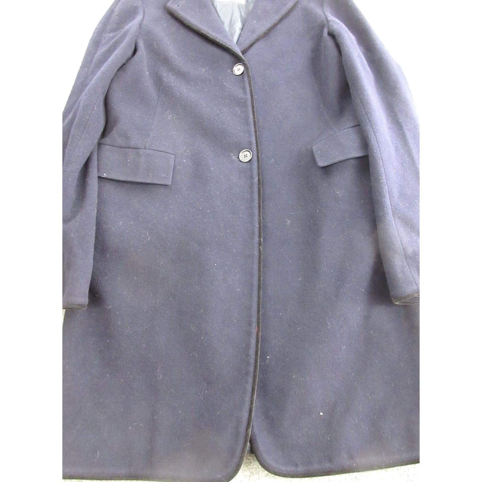Vintage BARNEYS NEW YORK Coat Womens 42 Navy Wool Cashmere Classic Overcoat Lined Size US XS / EU 42 / 0 - 5 Thumbnail