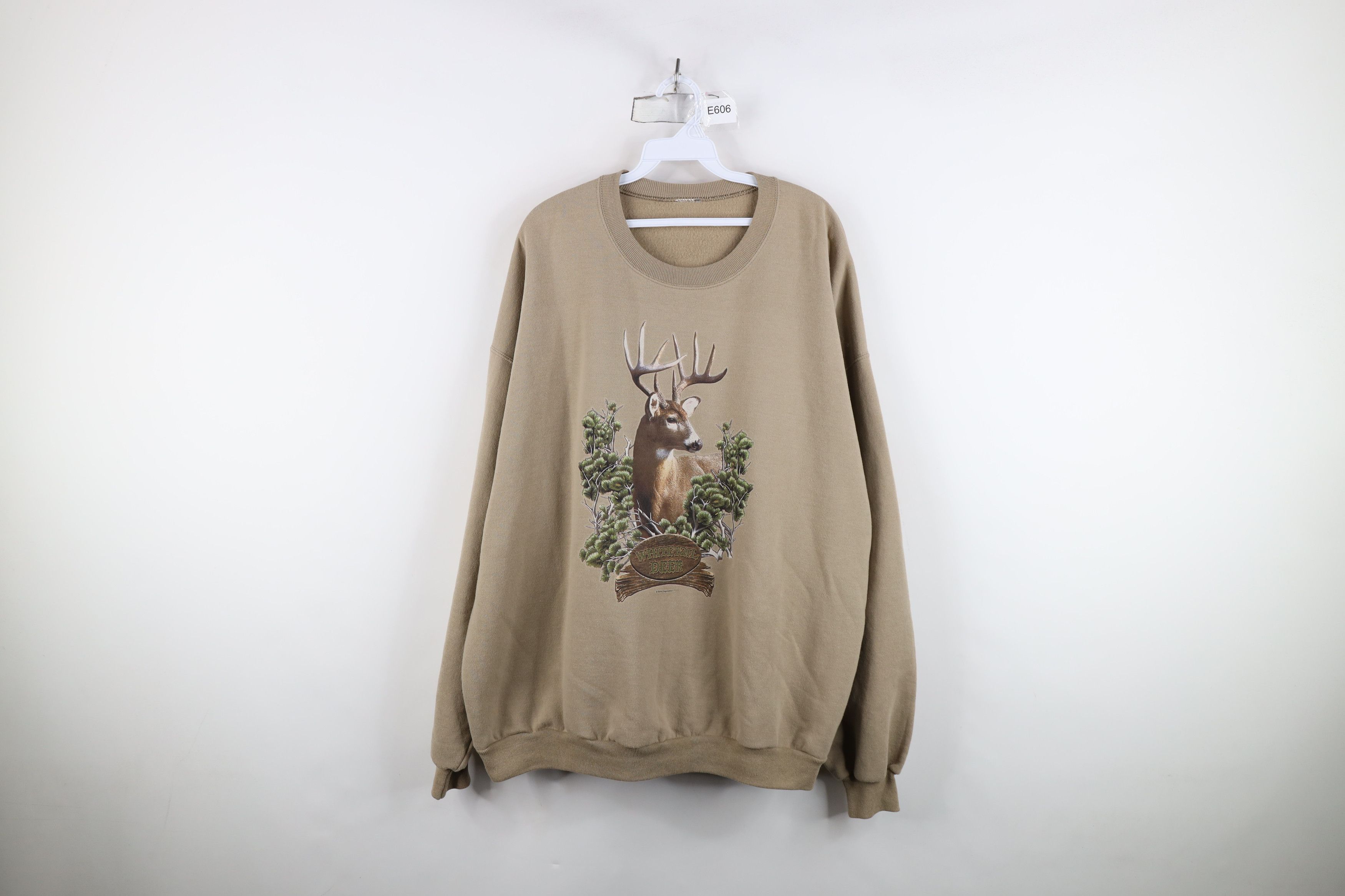 Vintage Vintage 90s Streetwear Deer Buck Crewneck Sweatshirt Beige Size US XXL / EU 58 / 5 - 1 Thumbnail