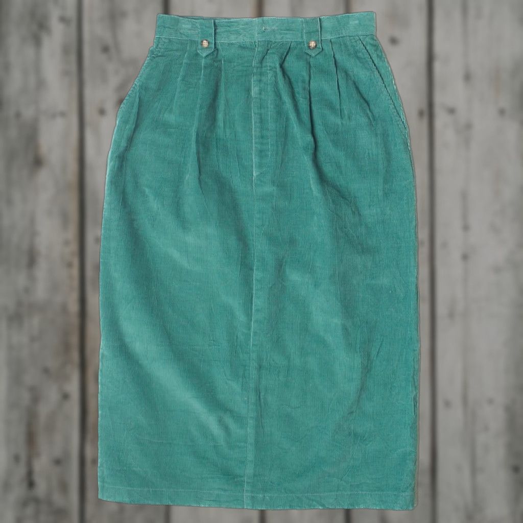 Eddie Bauer VINTAGE Eddie Bauer Teal Corduroy Pencil Skirt Small Retro High Waist Womens Size 28" / US 6 / IT 42 - 1 Thumbnail