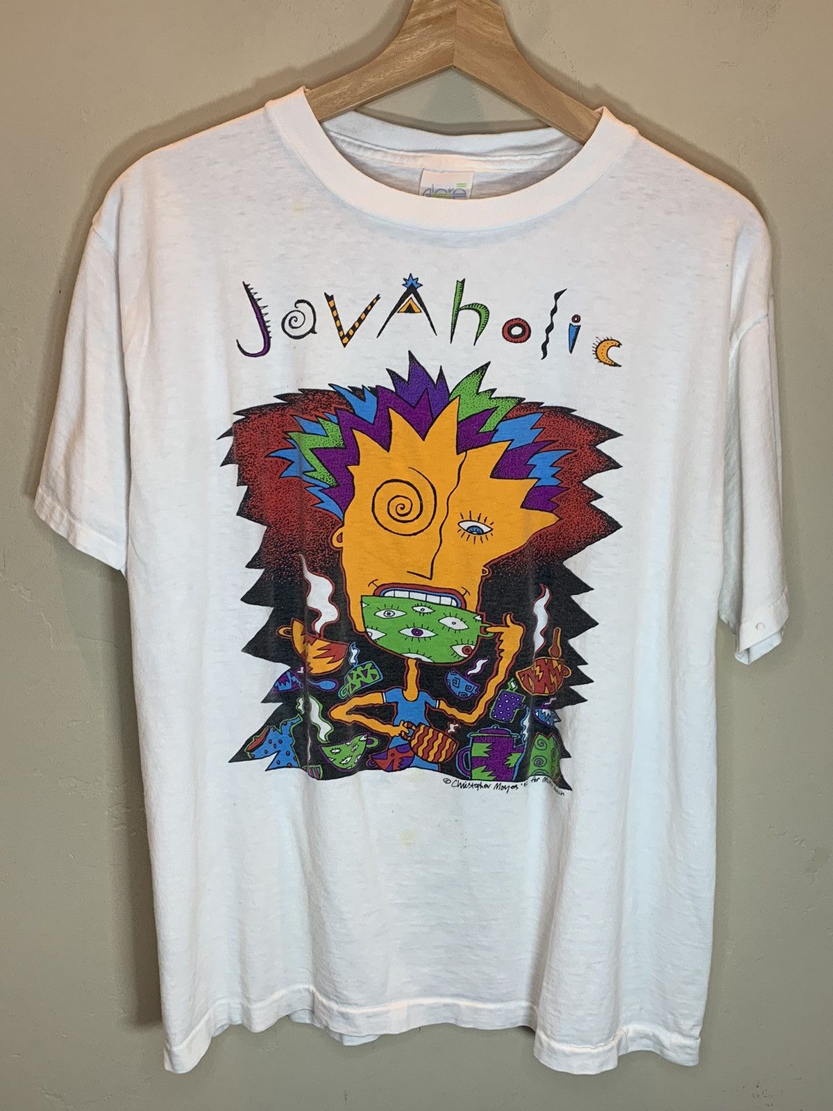 Vintage *RARE* Vintage 1992 Javaholic Coffee Art Single Stitch Shirt Size US L / EU 52-54 / 3 - 1 Thumbnail