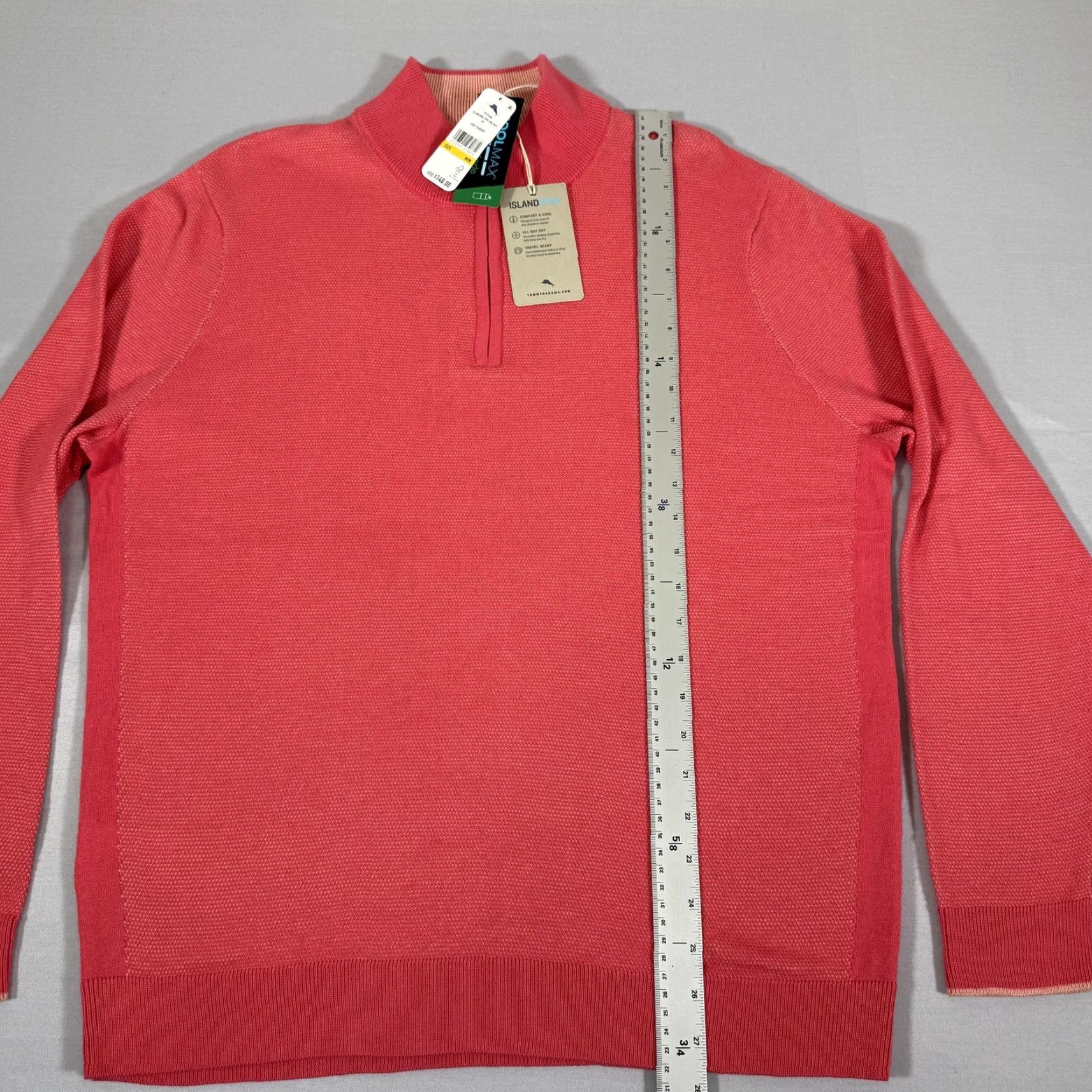 Tommy Bahama Tommy Bahama Sweater Men Medium Pink Half Zip Pullover Island Zone CoolMax Shirt Size US M / EU 48-50 / 2 - 7 Thumbnail
