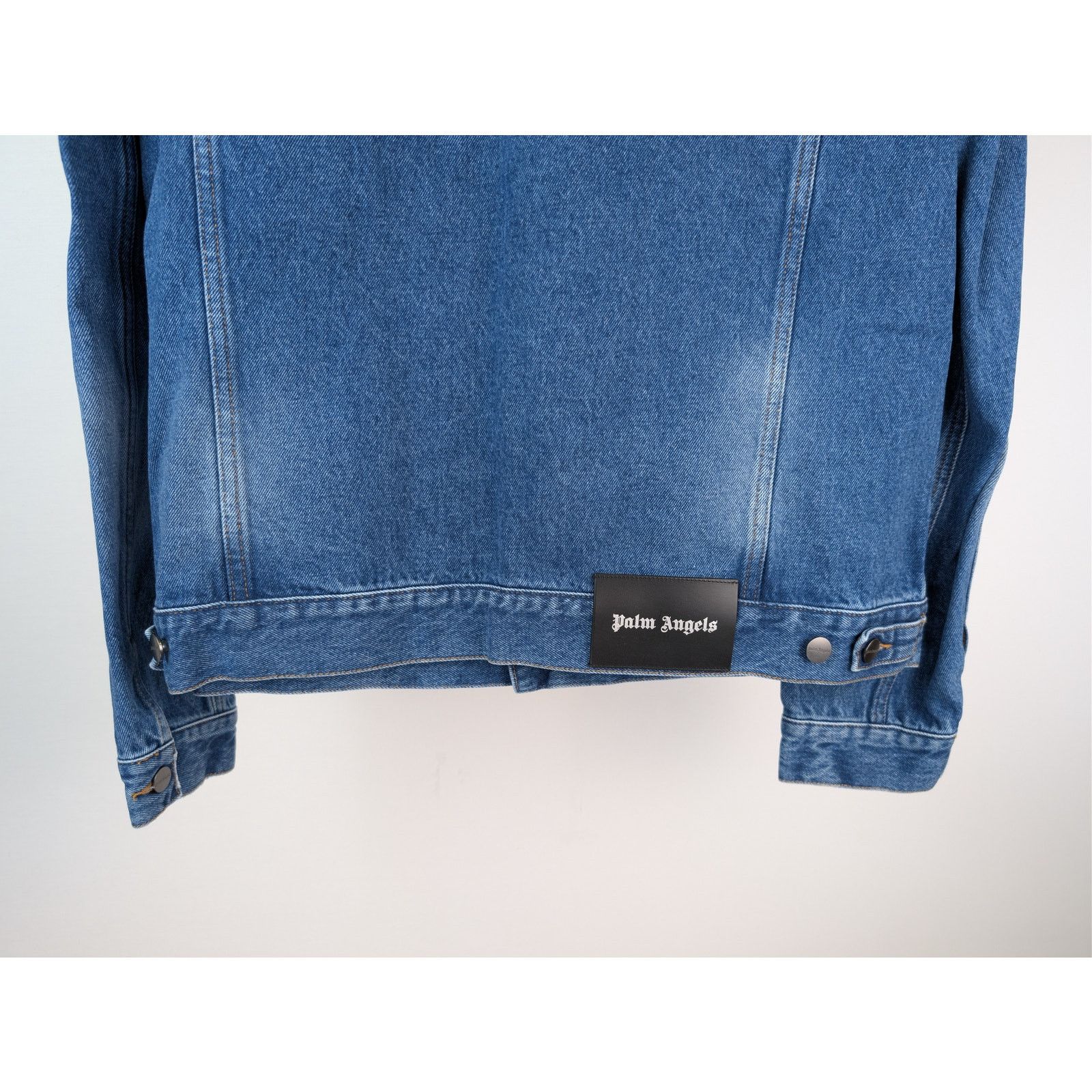 Palm Angels o1rshd1 Indigo Track Denim Jacket in Light Blue / White Size US XS / EU 42 / 0 - 13 Thumbnail