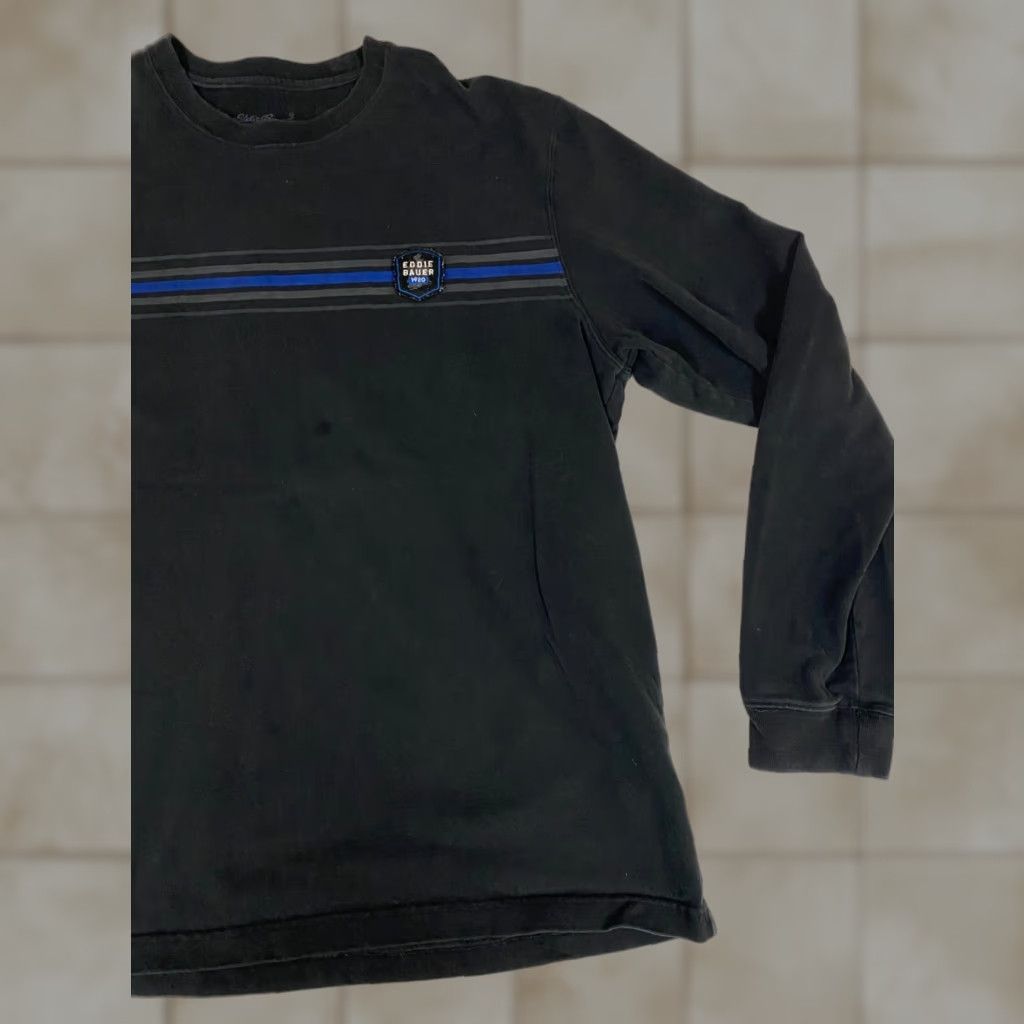 Eddie Bauer Eddie Bauer Shirt MEns Large Black Striped Beach California 1920 Crew Neck Long Sleeve Logo Cotton Spandex Size US L / EU 52-54 / 3 - 1 Thumbnail