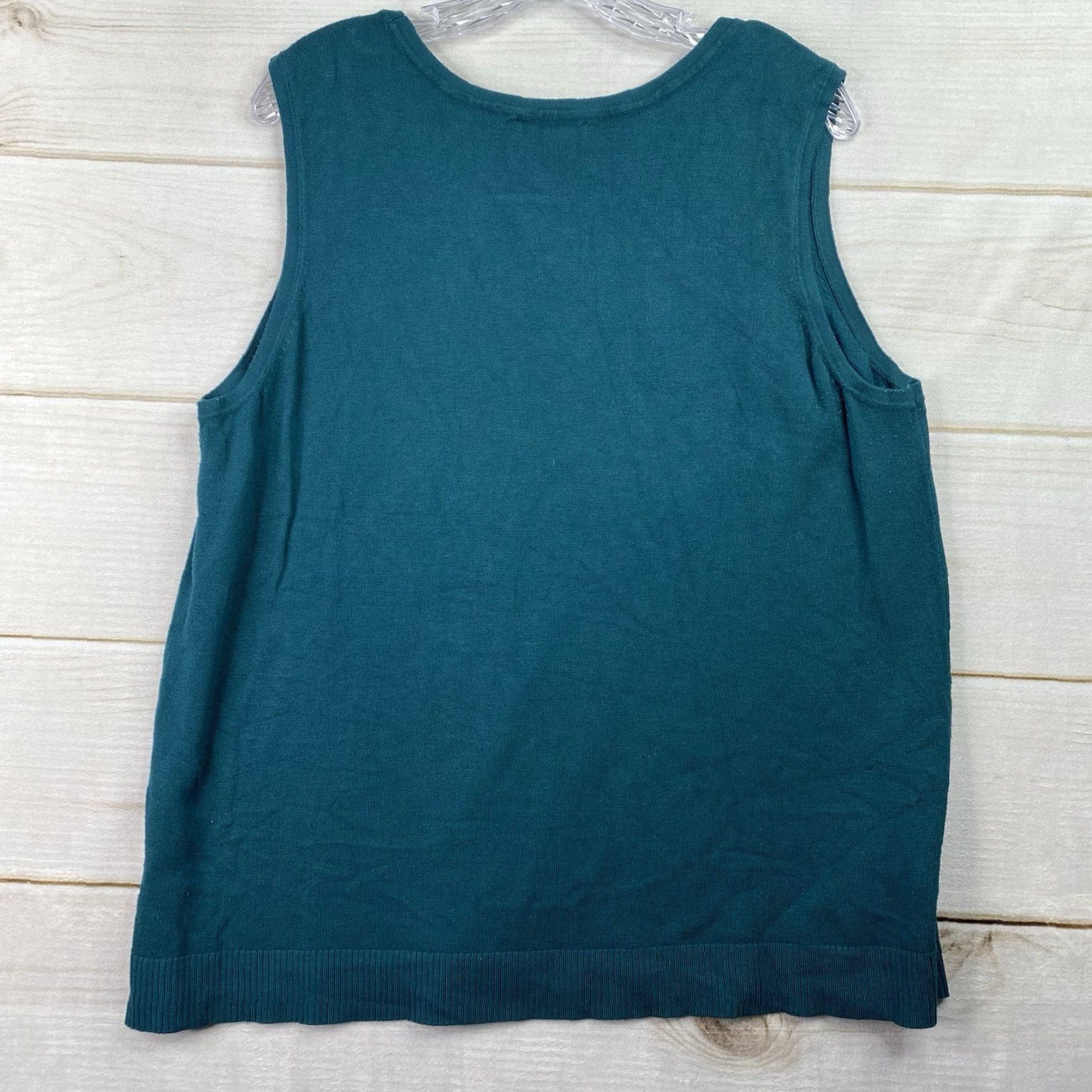 Vintage CJ Banks Sleeveless Top Womens 1X Teal Green Knit Tank Shirt Size XL / US 12-14 / IT 48-50 - 7 Thumbnail
