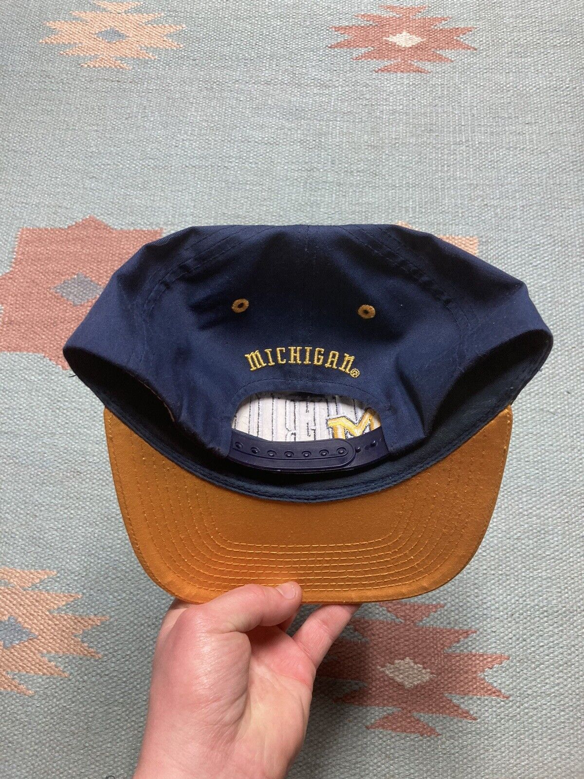 Vintage 90s SnapBack hat university of Michigan wolverines spell out Size ONE SIZE - 4 Thumbnail