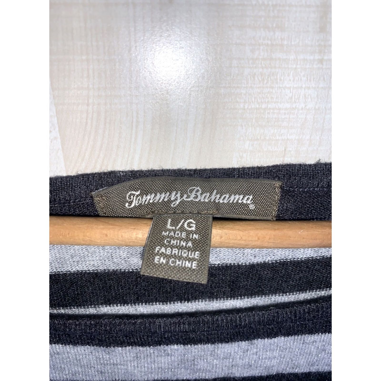 Tommy Bahama Tommy Bahama Sweater Women's L 3/4 Sleeve Wool Blend Gray Tones Pullover Knit Casual Modern Chip-Stripe Size L / US 10 / IT 46 - 2 Thumbnail