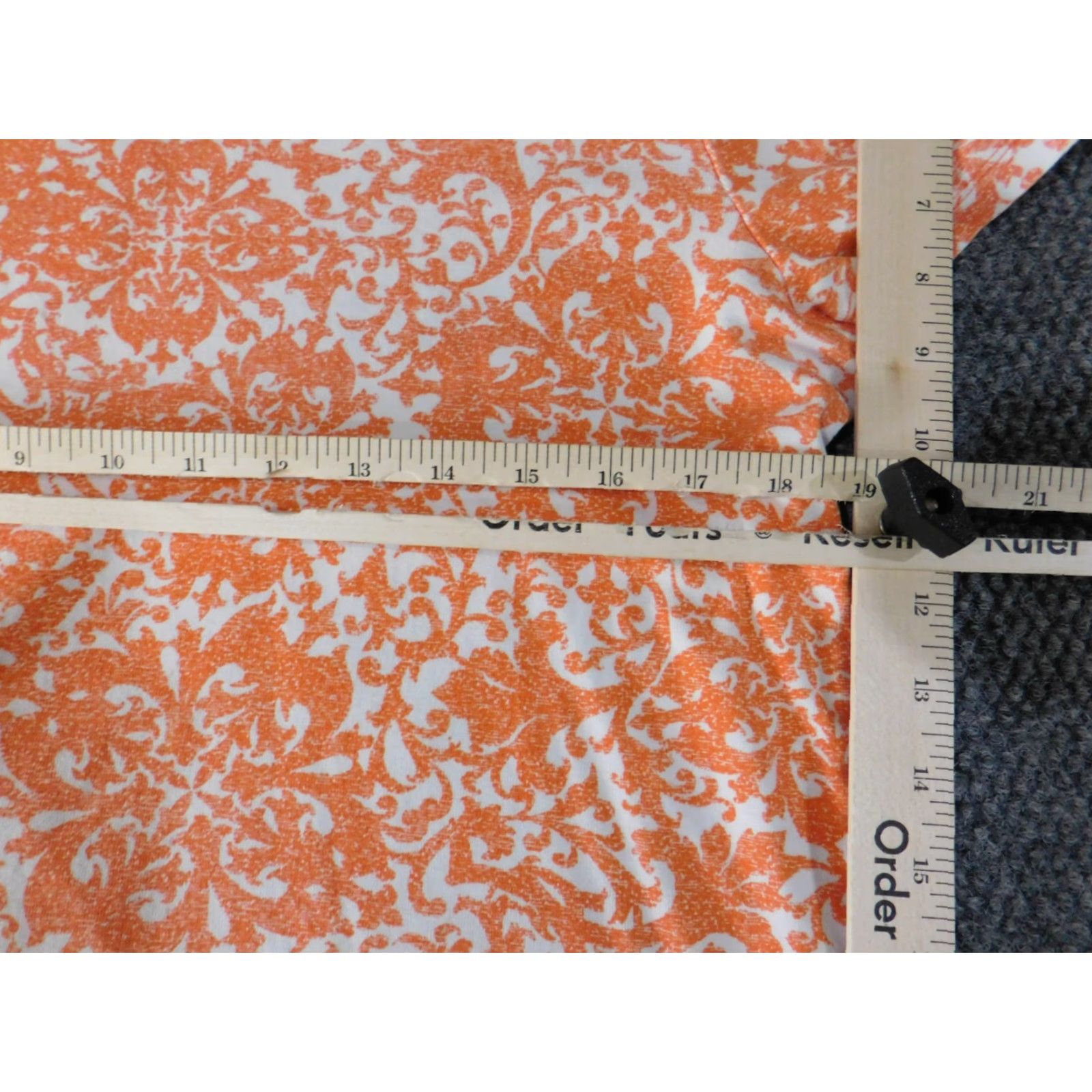 Jones New York Jones New York top Blouse XL Orange geometric Crew Neck Short Sleeve Cotton Rayon Womens Casual Size XL / US 12-14 / IT 48-50 - 5 Thumbnail