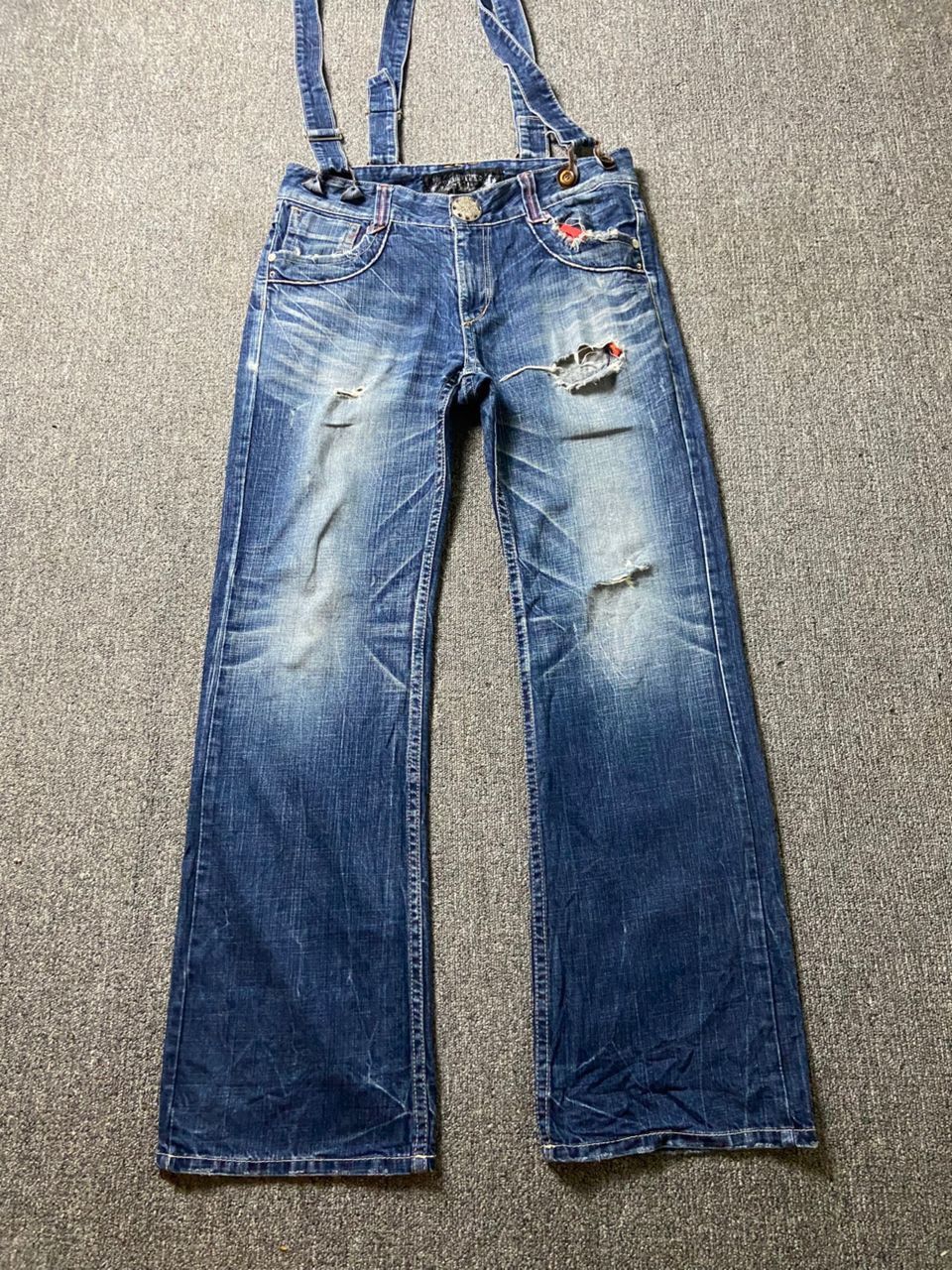 Japanese Brand Vintage Red Pepper Distressed Ripped Jeans Overalls (184) Size US 35 - 1 Thumbnail