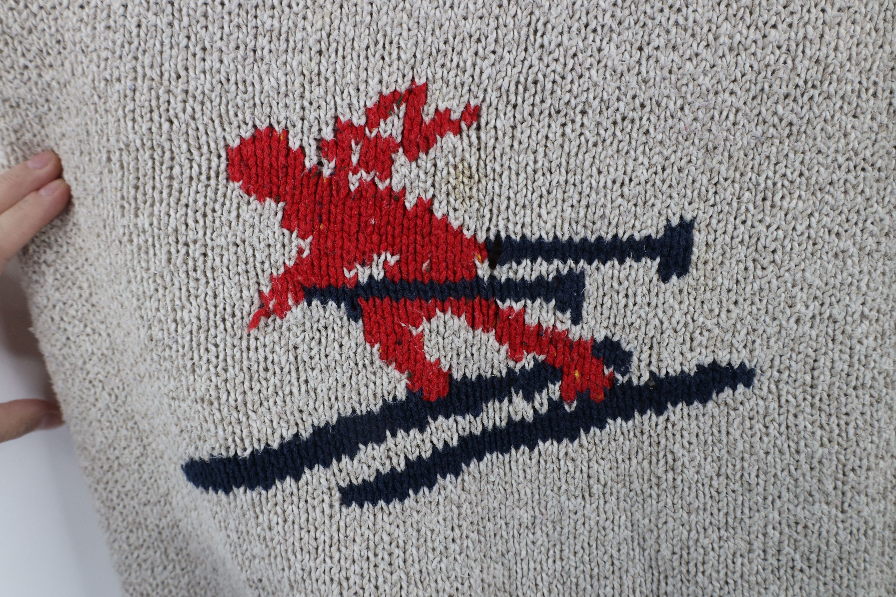 Vintage Vintage 90s Streetwear Blend Hand Knit Tree Skiing Sweater Size XXL / US 16-18 / IT 52-54 - 4 Thumbnail