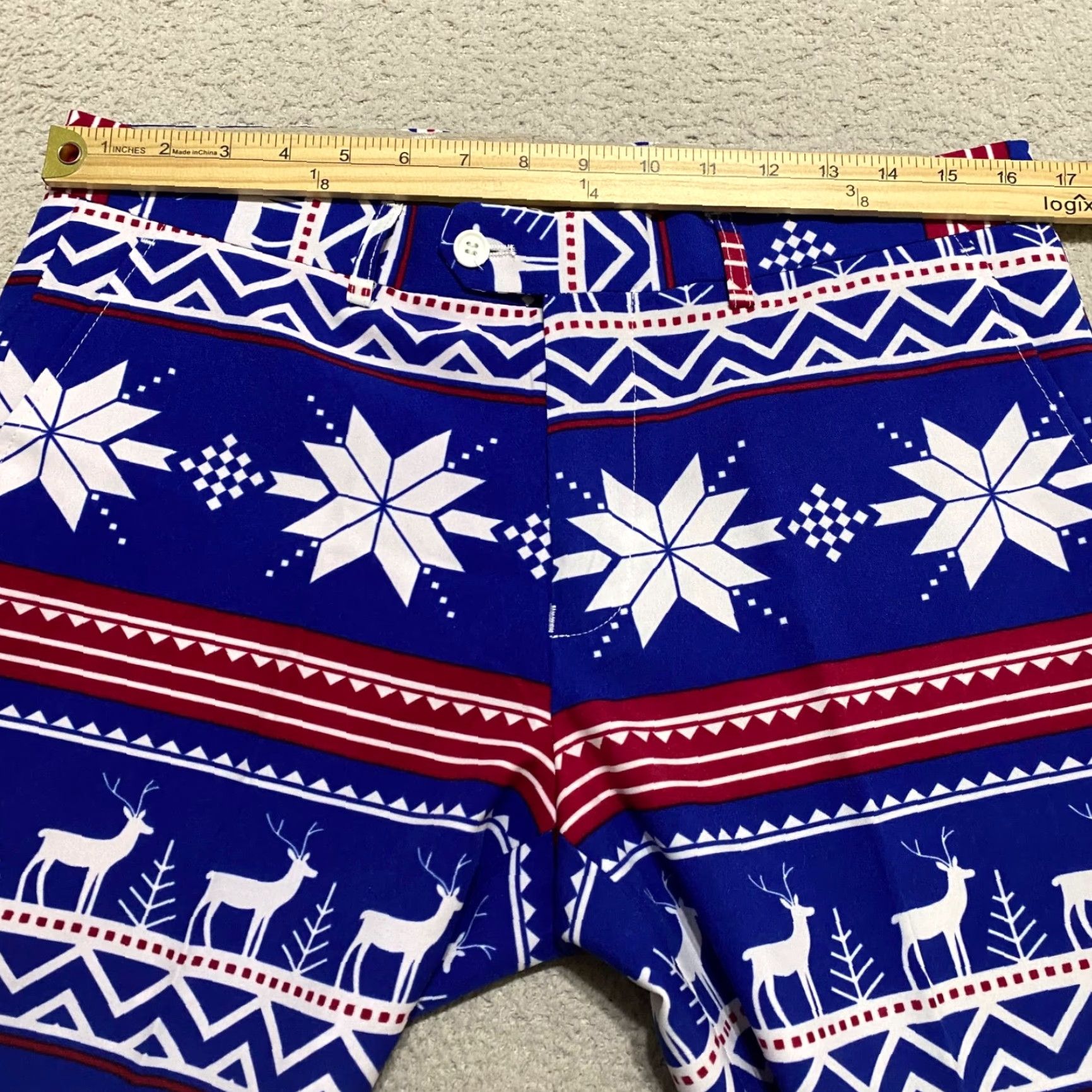 Vintage Opposuits Dress Pants Blue Snowflake Reindeer Christmas Straight 40 Mens Regular XS? Size 40R - 5 Thumbnail