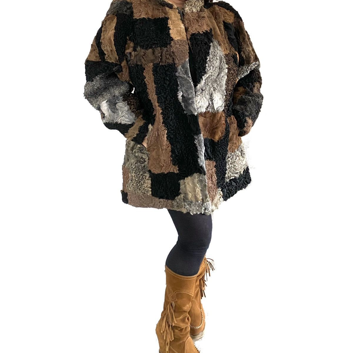 Vintage Manteau Chic Patchwork Style Westerncore Vintage Size XL / US 12-14 / IT 48-50 - 3 Thumbnail