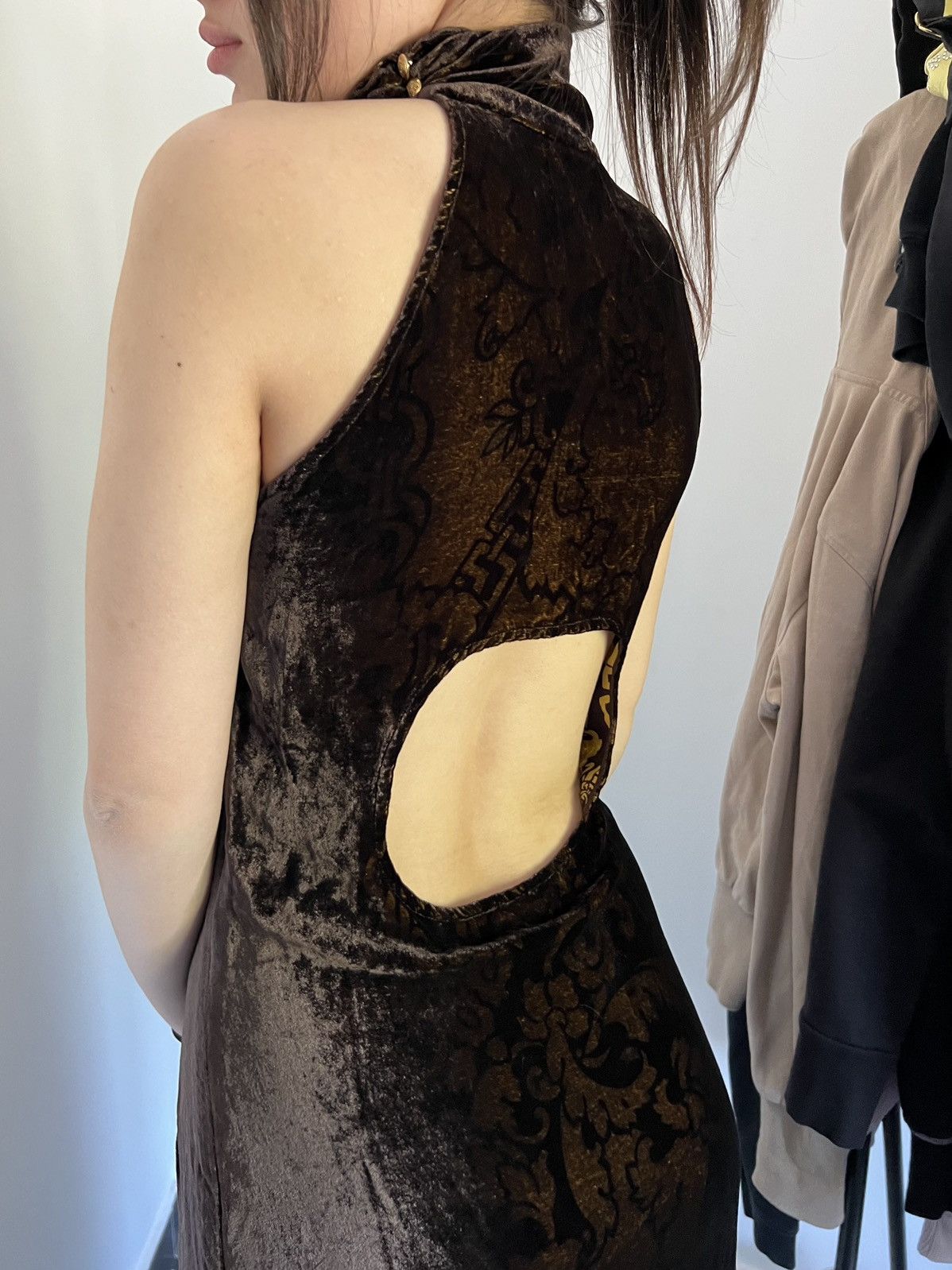 Designer × Versace × Versace Jeans Couture Archive Versace Jeans Couture velour maxi DRESS Size S / US 4 / IT 40 - 8 Thumbnail