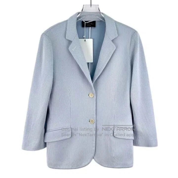 Loro Piana Loro Piana Light Blue Stripe Cotton Jacket. Size US L / EU 52-54 / 3 - 1 Thumbnail