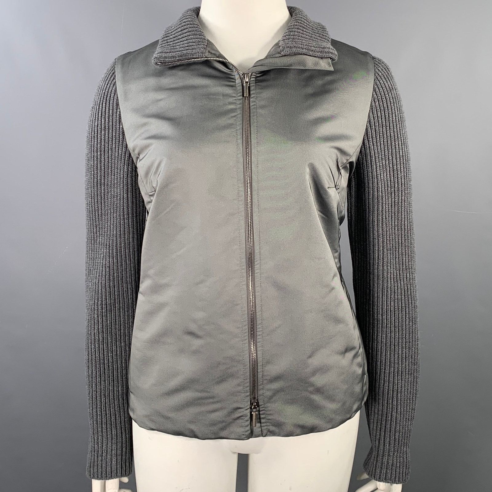 Akris AKRIS Size 14 Grey Polyester Blend Knit Double Zipper Jacket Size XL / US 12-14 / IT 48-50 - 1 Thumbnail