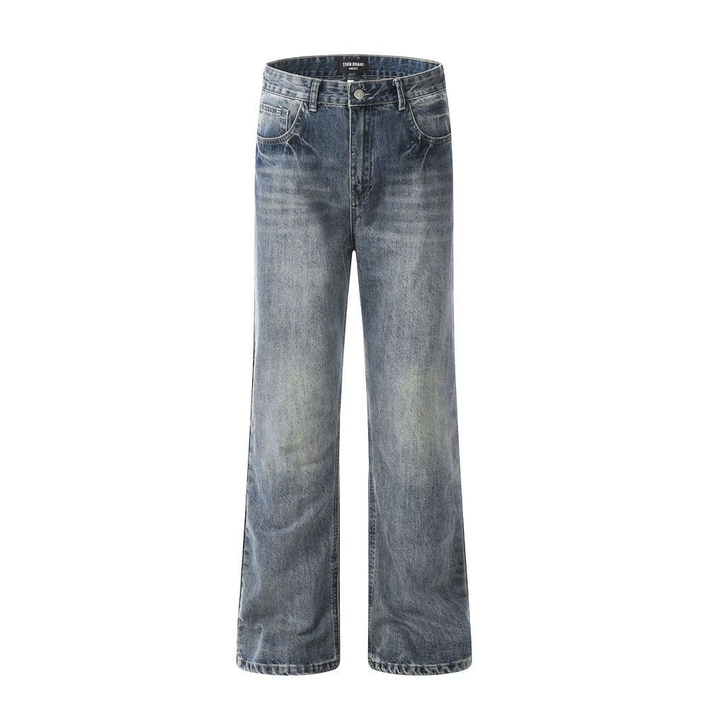 Japanese Brand × Jean Vintage men's loose casual straight washed distressed jeans Size US 32 / EU 48 - 1 Thumbnail