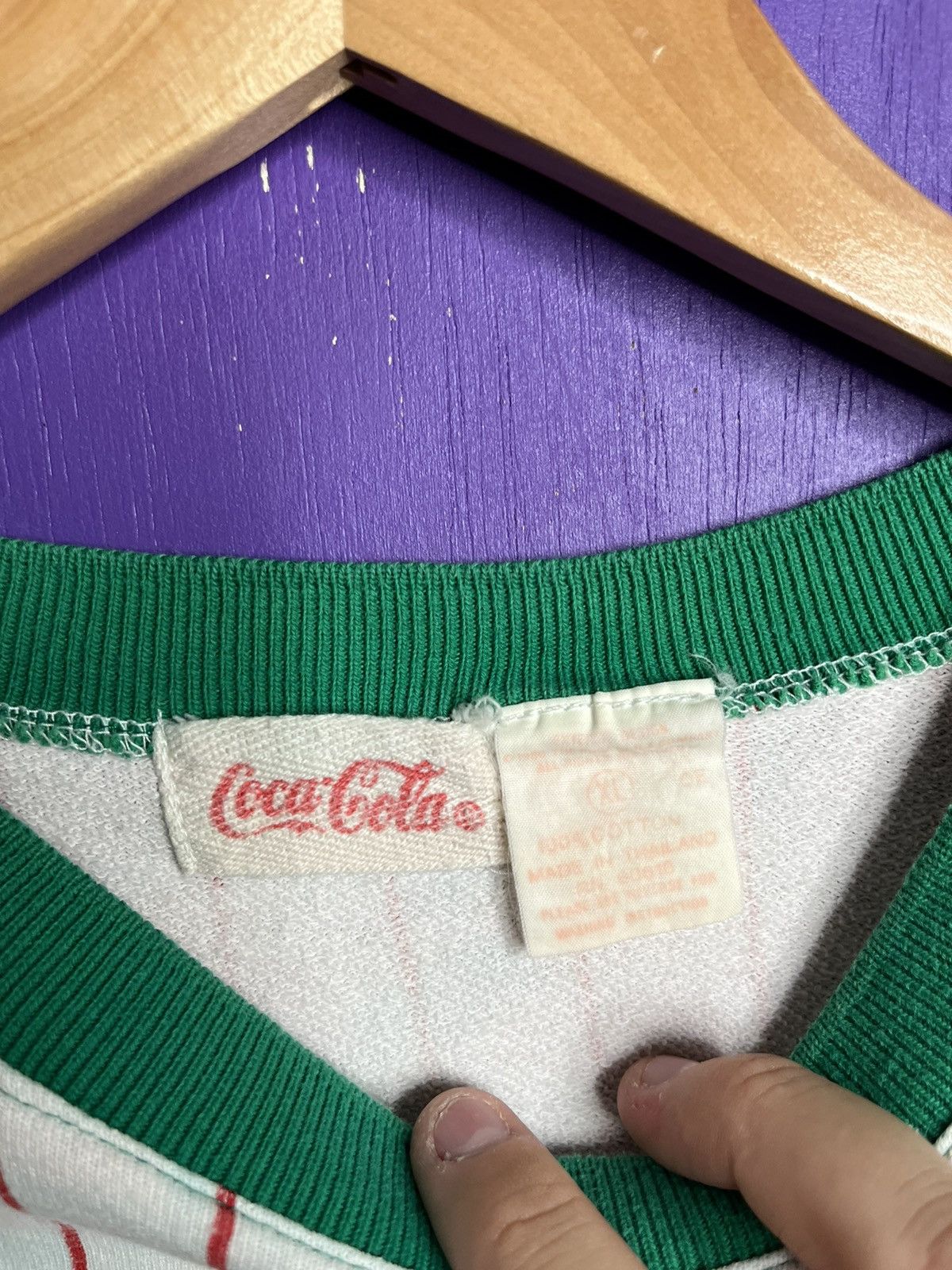 Coca Cola × Vintage Vintage 70s/80s Coca-Cola baseball pinstripe shirt Size US L / EU 52-54 / 3 - 4 Thumbnail