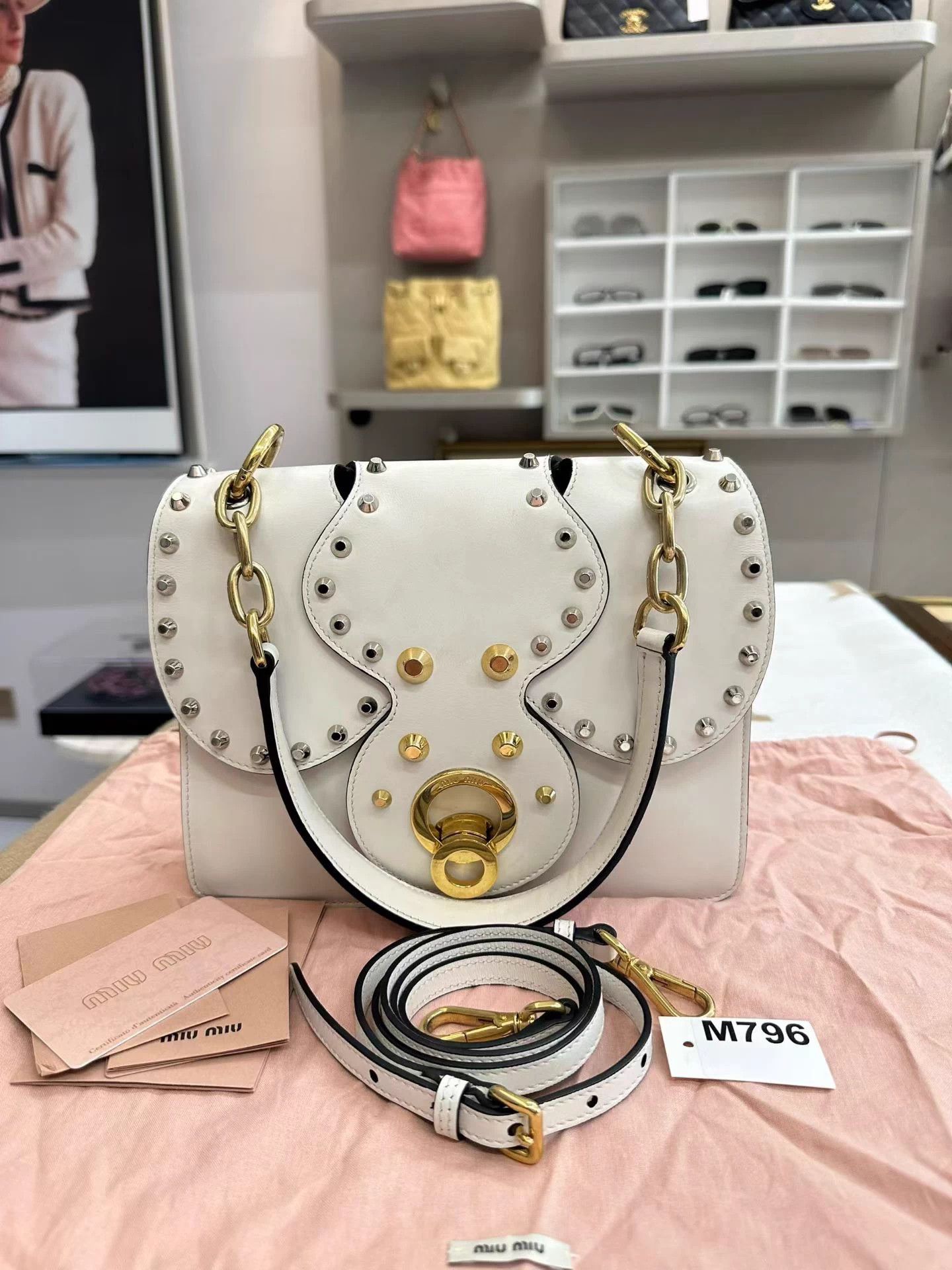Miu Miu MIU MIU Top Handle Studded Calfskin 23x18cm Size ONE SIZE - 1 Thumbnail