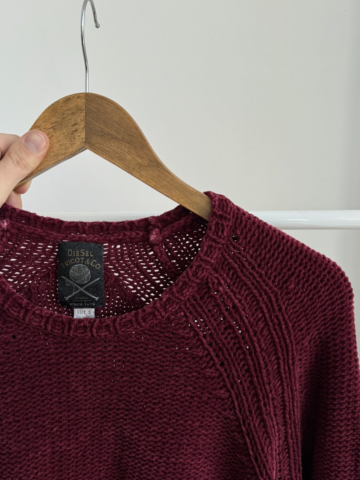 Diesel VINTAGE DIESEL KNITTED BURGUNDY SWEATER MEN SIZE S Size US S / EU 44-46 / 1 - 8 Thumbnail