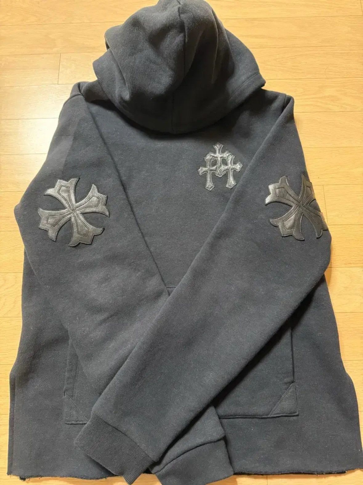Chrome Hearts *rare* Lamb Leather Cross Patch Hoodie Size US L / EU 52-54 / 3 - 1 Thumbnail