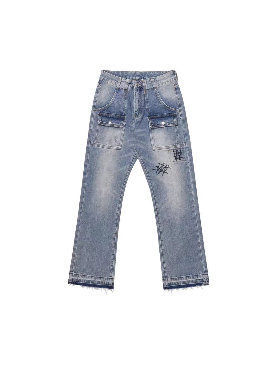 Japanese Brand × Jean High street washed and distressed casual micro flare jeans Size US 33 - 5 Thumbnail