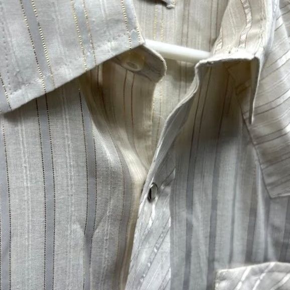 Vintage VINTAGE Miller Shirt Men 16-33 Yellow Linen Striped Western Wear Button-Up Collared Long Sleeve Casual/Business/Workwear Mens Size US L / EU 52-54 / 3 - 2 Thumbnail