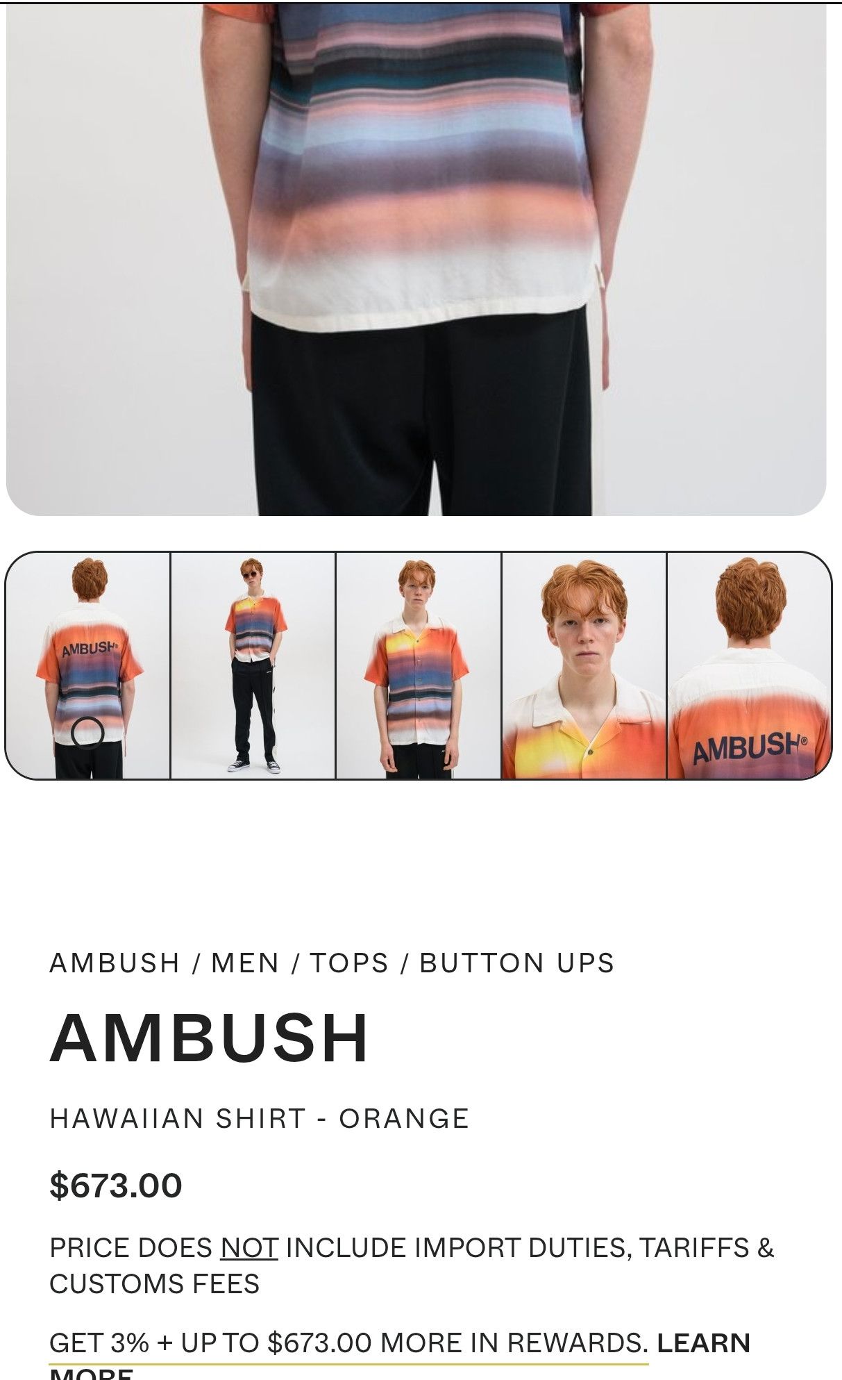 Ambush Design Ambush Sunset Print Short Sleeve Rayon Shirt Size US S / EU 44-46 / 1 - 12 Thumbnail